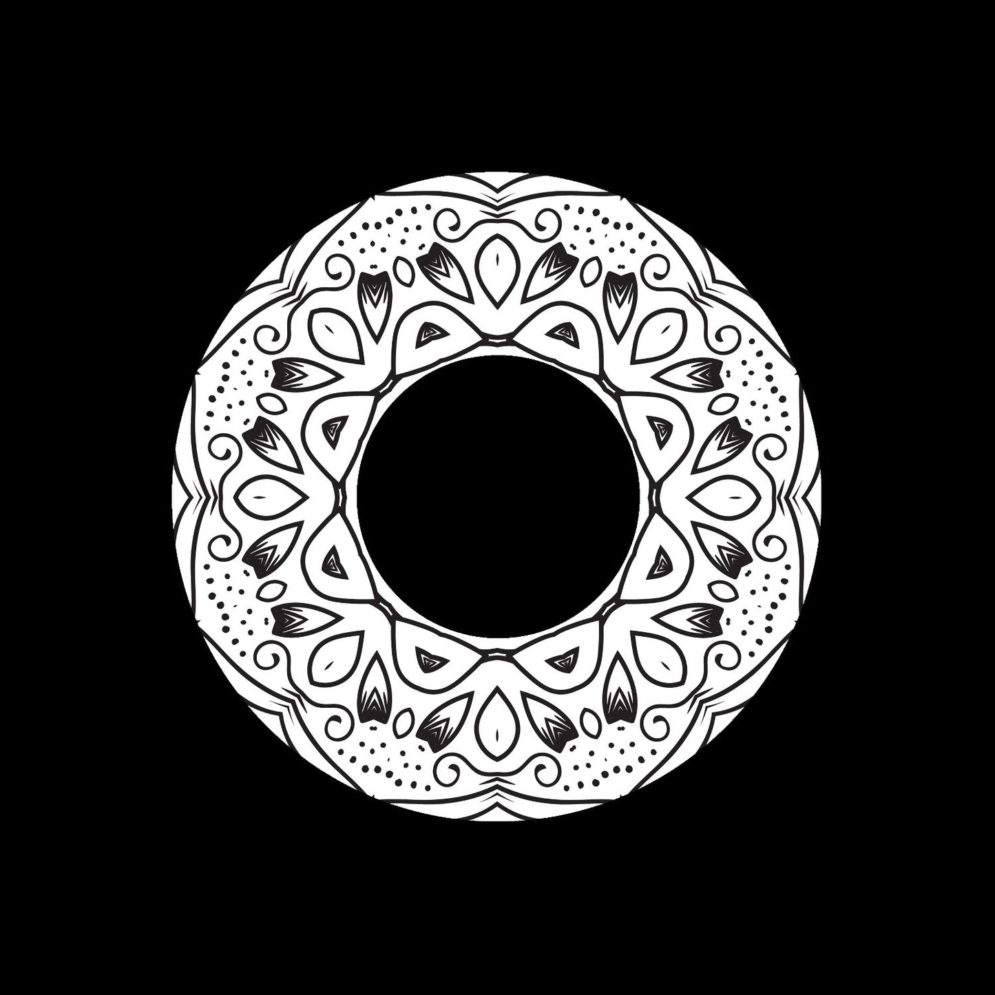 Mandala Ornament Round Geometric Circle #6 of 24 Self-Adhesive Paper Labels for Jukebox Large Hole 7" Records & DVS Timecode Vinyl - centerlabels_uk