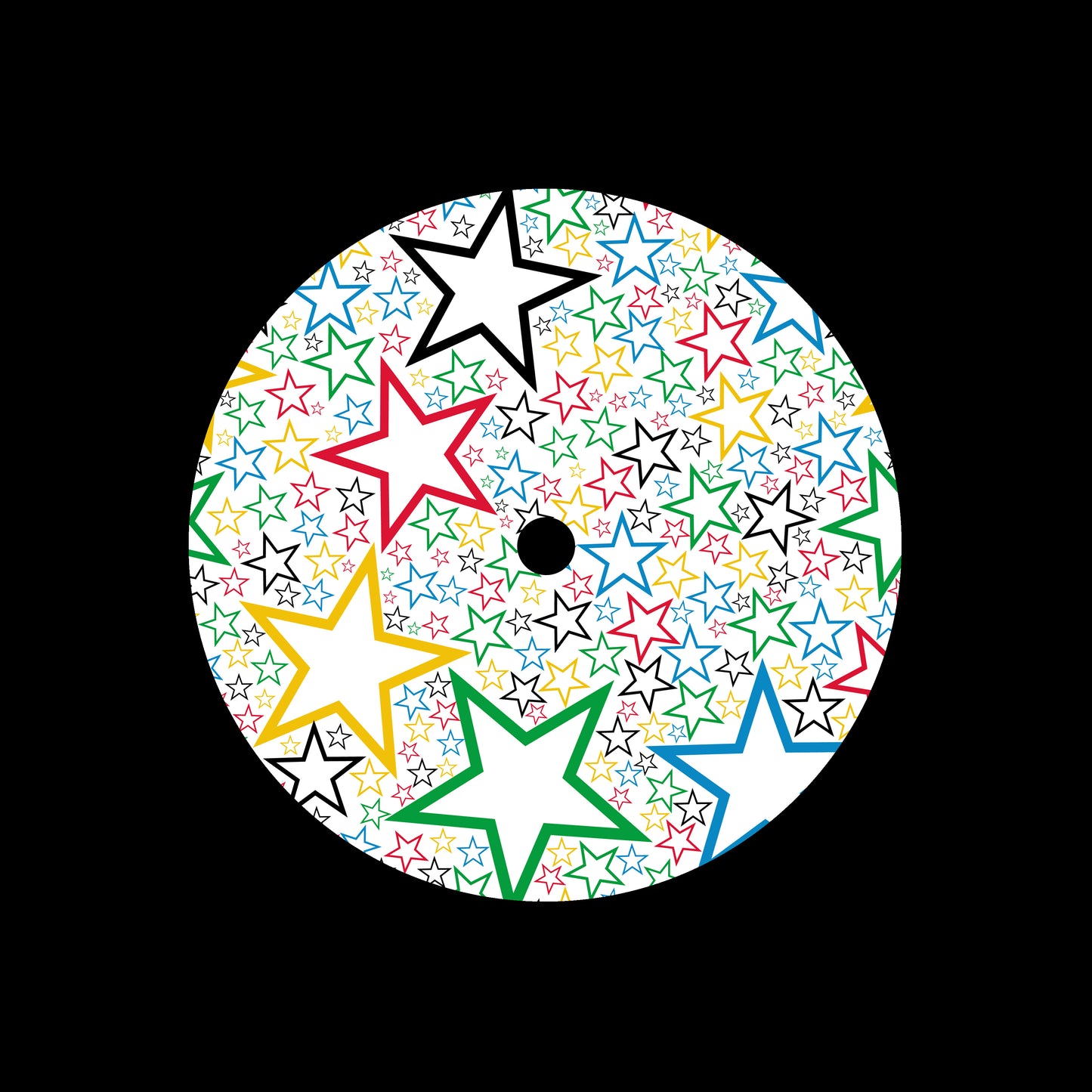 Multicoloured Stars Seamless Pattern 7" Jukebox, 7", 10", 12"/LP Vinyl Record Centre Labels (Pair)