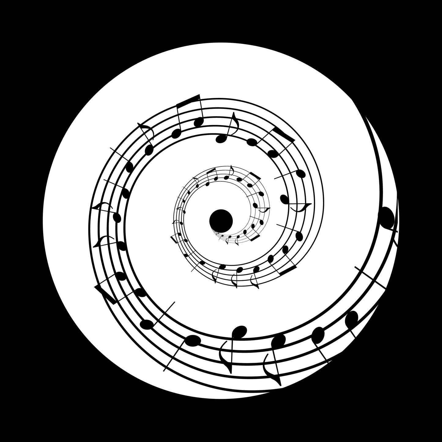Music Notation Spiral 7" Jukebox, 7", 10", 12"/LP Vinyl Record Centre Labels (Pair)