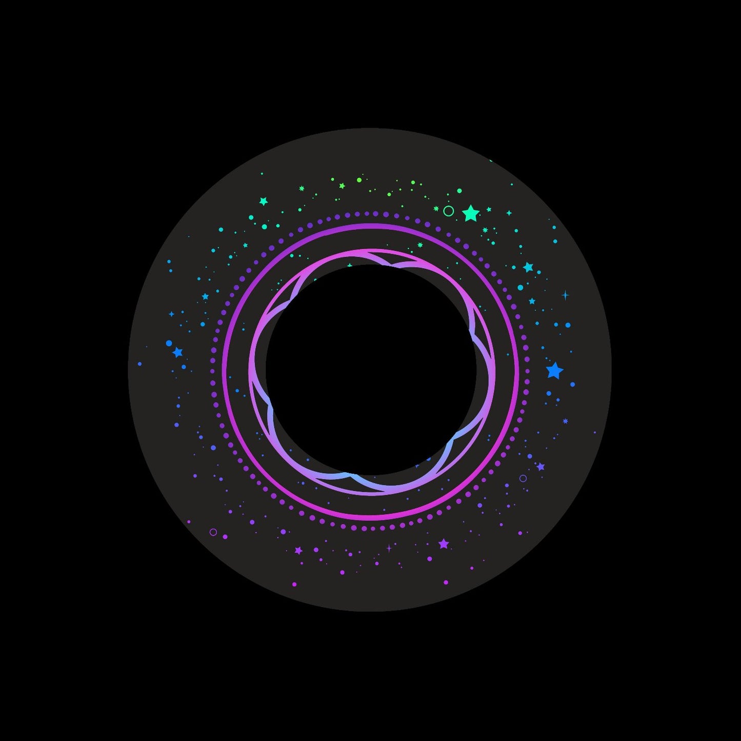 Mystical Bright Mandala In Round Starry Frame Custom Promo Record Middle Centre Center Labels for Jukebox Large Hole 7" Vinyl & DVS Timecode Control Vinyl - centerlabels_uk