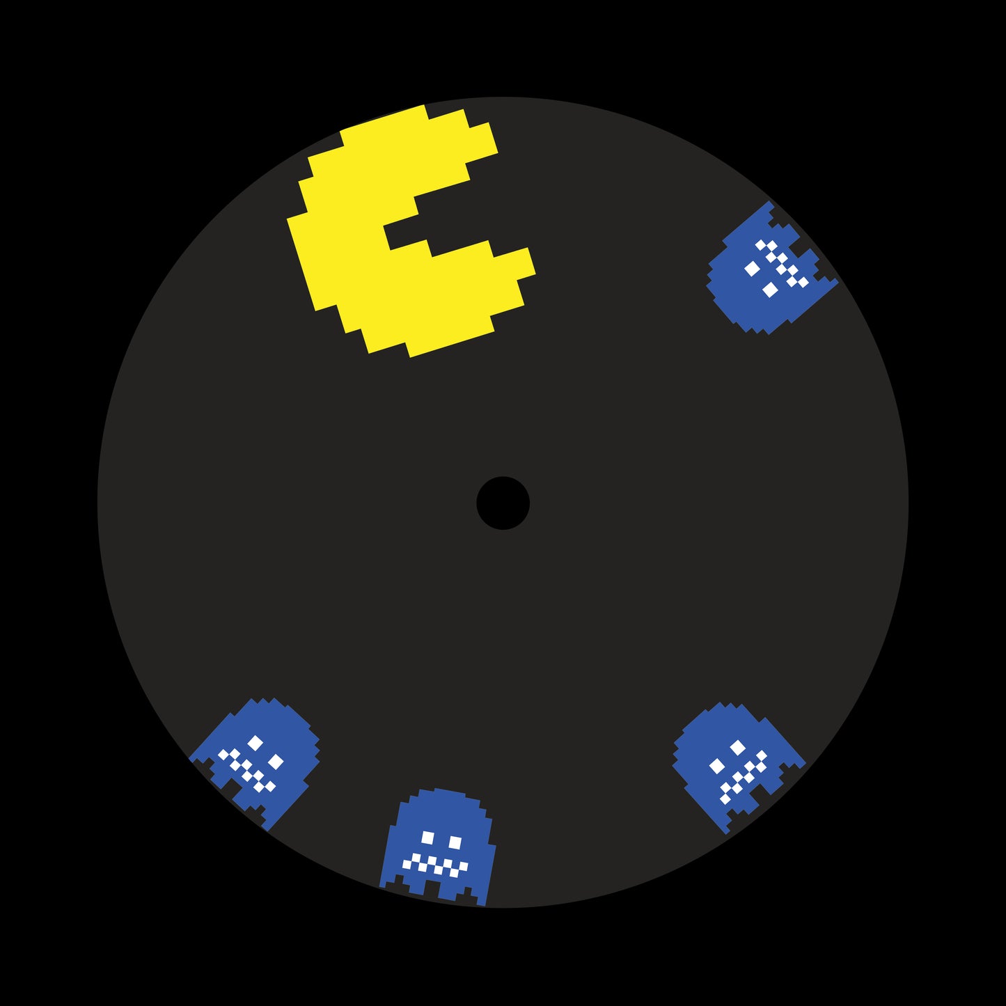 Pacman Retro Gaming 7" Jukebox, 7", 10", 12"/LP Vinyl Record Centre Labels (Pair = 1 Normal + 1 Scared)