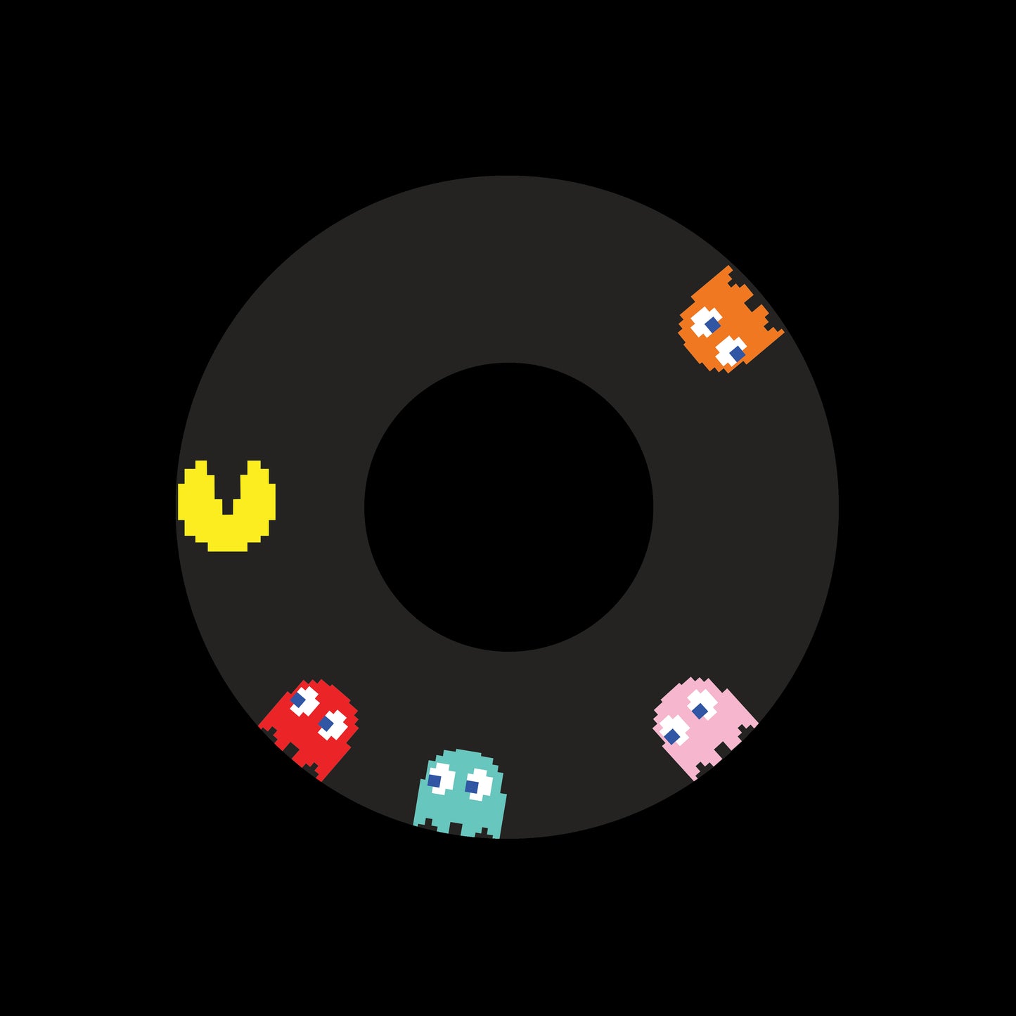 Pacman Retro Gaming 7" Jukebox, 7", 10", 12"/LP Vinyl Record Centre Labels (Pair = 1 Normal + 1 Scared)