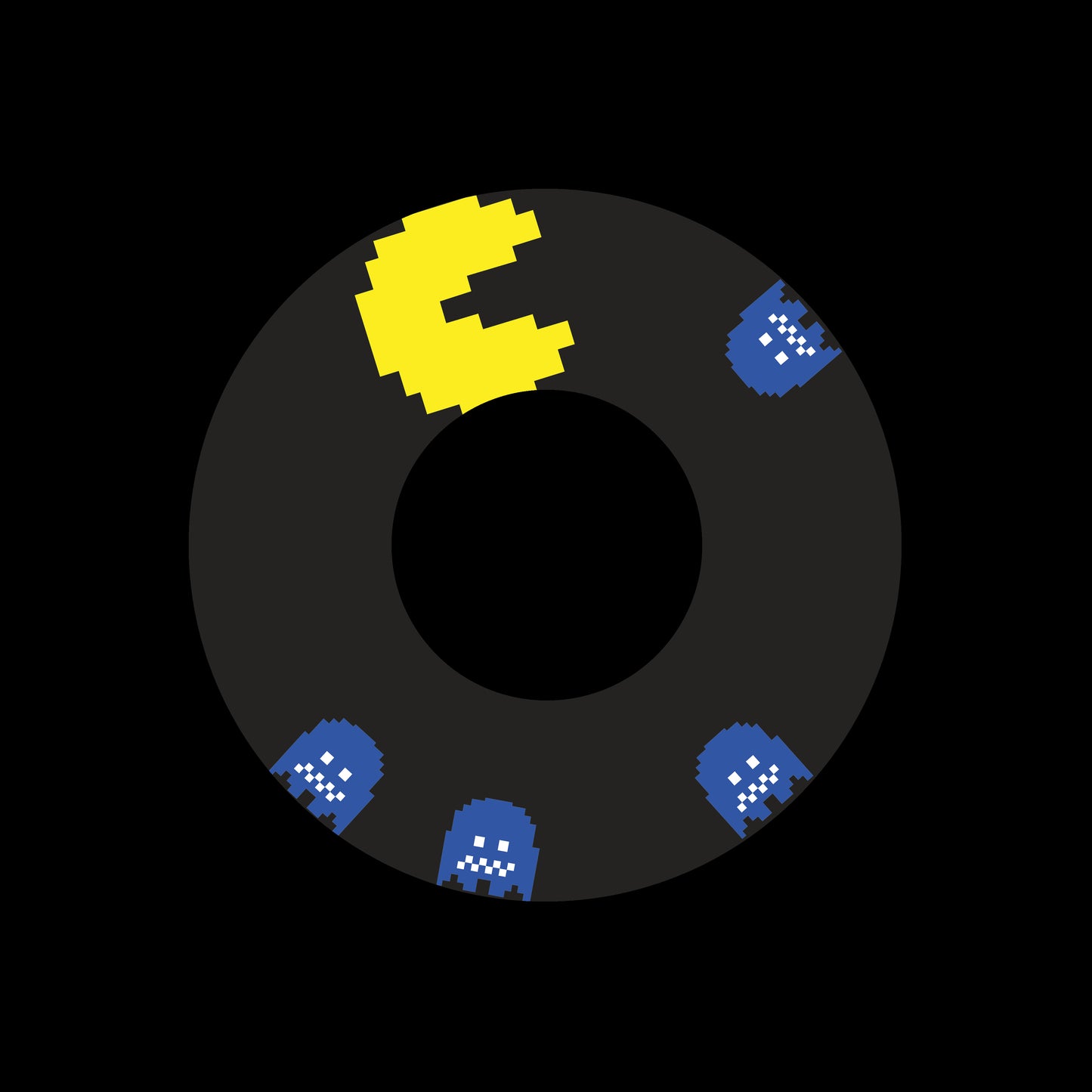Pacman Retro Gaming 7" Jukebox, 7", 10", 12"/LP Vinyl Record Centre Labels (Pair = 1 Normal + 1 Scared)