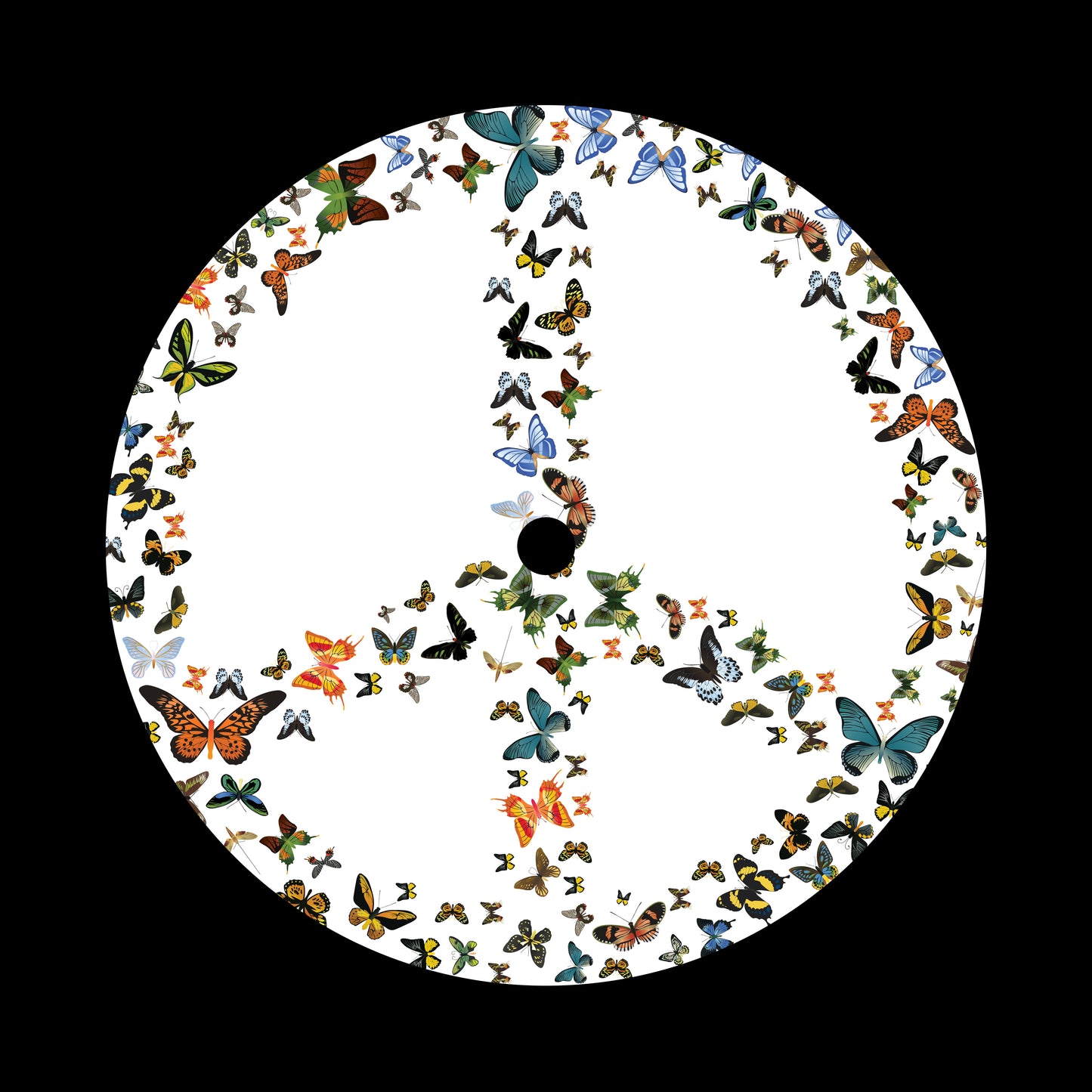 Peace Butterflies Nuclear Disarm Symbol 7", 10", 12"/LP Vinyl Record Centre Labels (Pair)