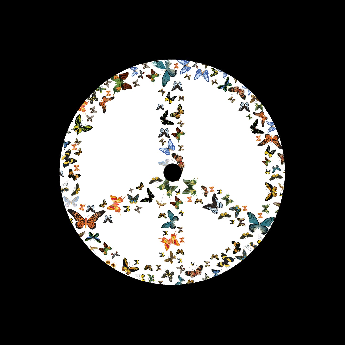 Peace Butterflies Nuclear Disarm Symbol 7", 10", 12"/LP Vinyl Record Centre Labels (Pair)