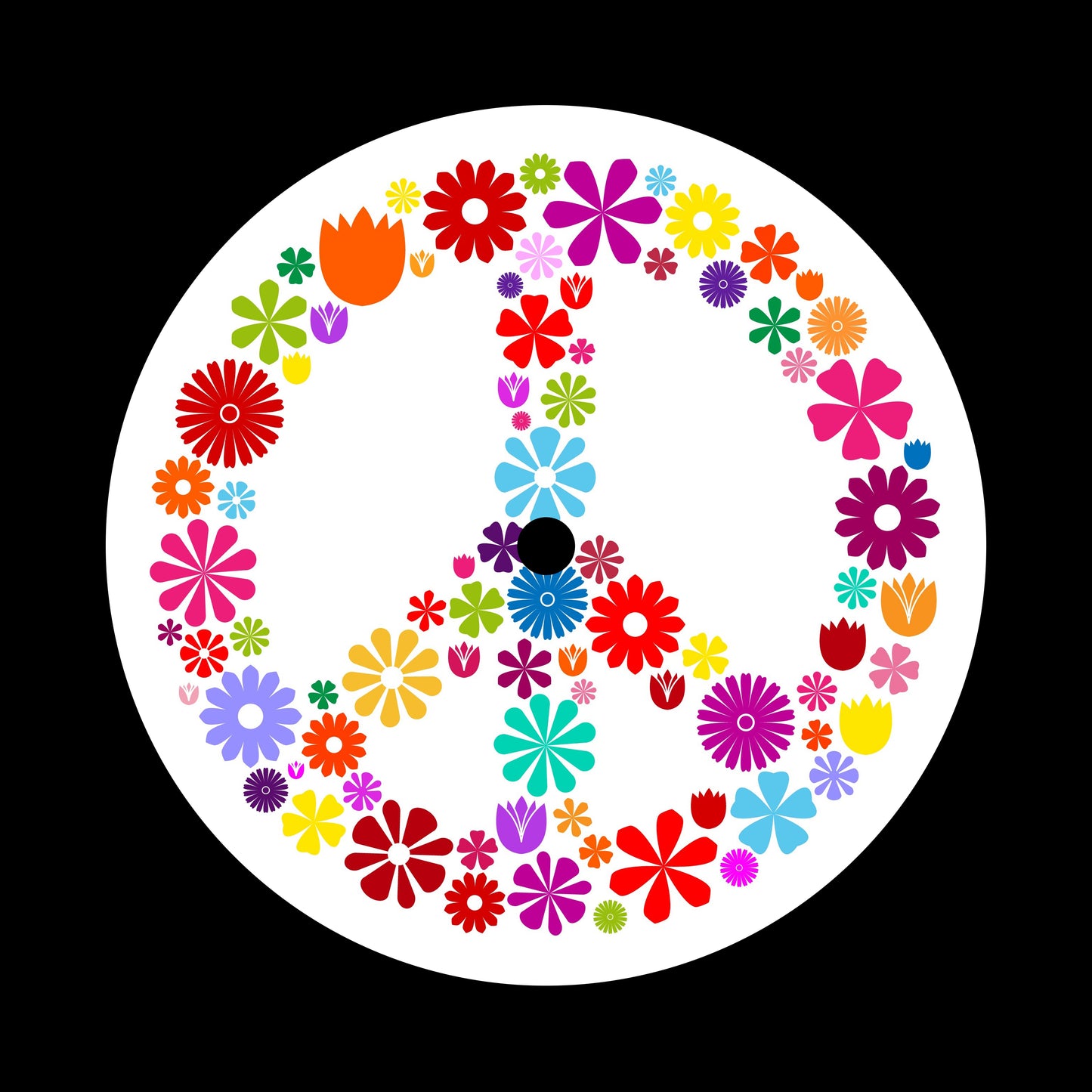 Peace Flowers Nuclear Disarm Symbol 7", 10", 12"/LP Vinyl Record Centre Labels (Pair)