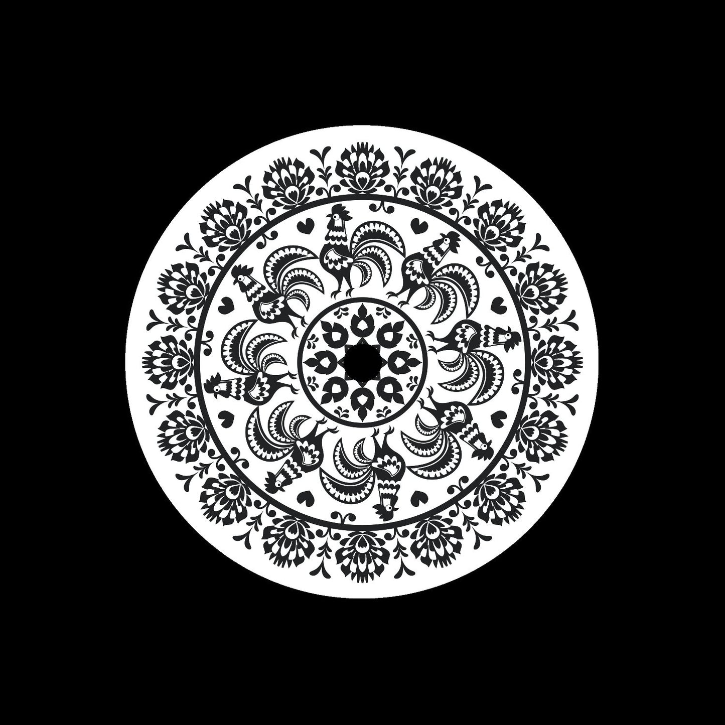 Polish Folk Art Circular Pattern Custom Preprinted Middles Vinyl Record Center Labels for 7" Records - centerlabels_uk