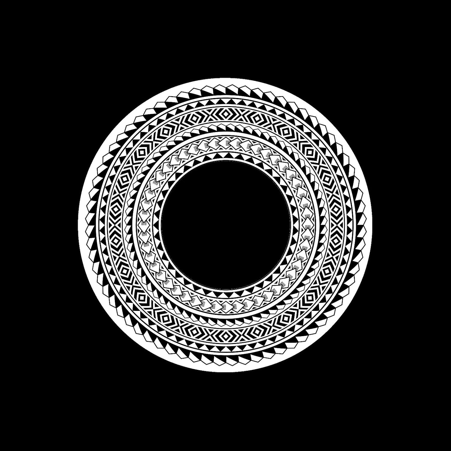 Polynesian Hawaiian Tattoo Style Mandala Self-Adhesive Paper Custom Centre Center Labels for Jukebox Large Hole 7" Records & Timecode Vinyl - centerlabels_uk