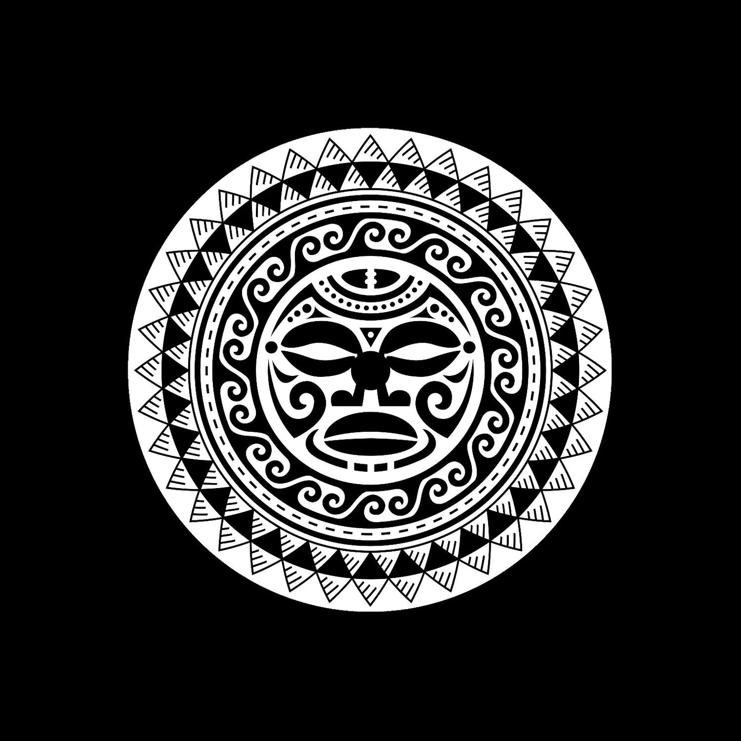 Polynesian Mandala with Maori Face Self-Adhesive Paper Record Middles Centre Center Labels for 7" Records & DVS Timecode Vinyl - centerlabels_uk