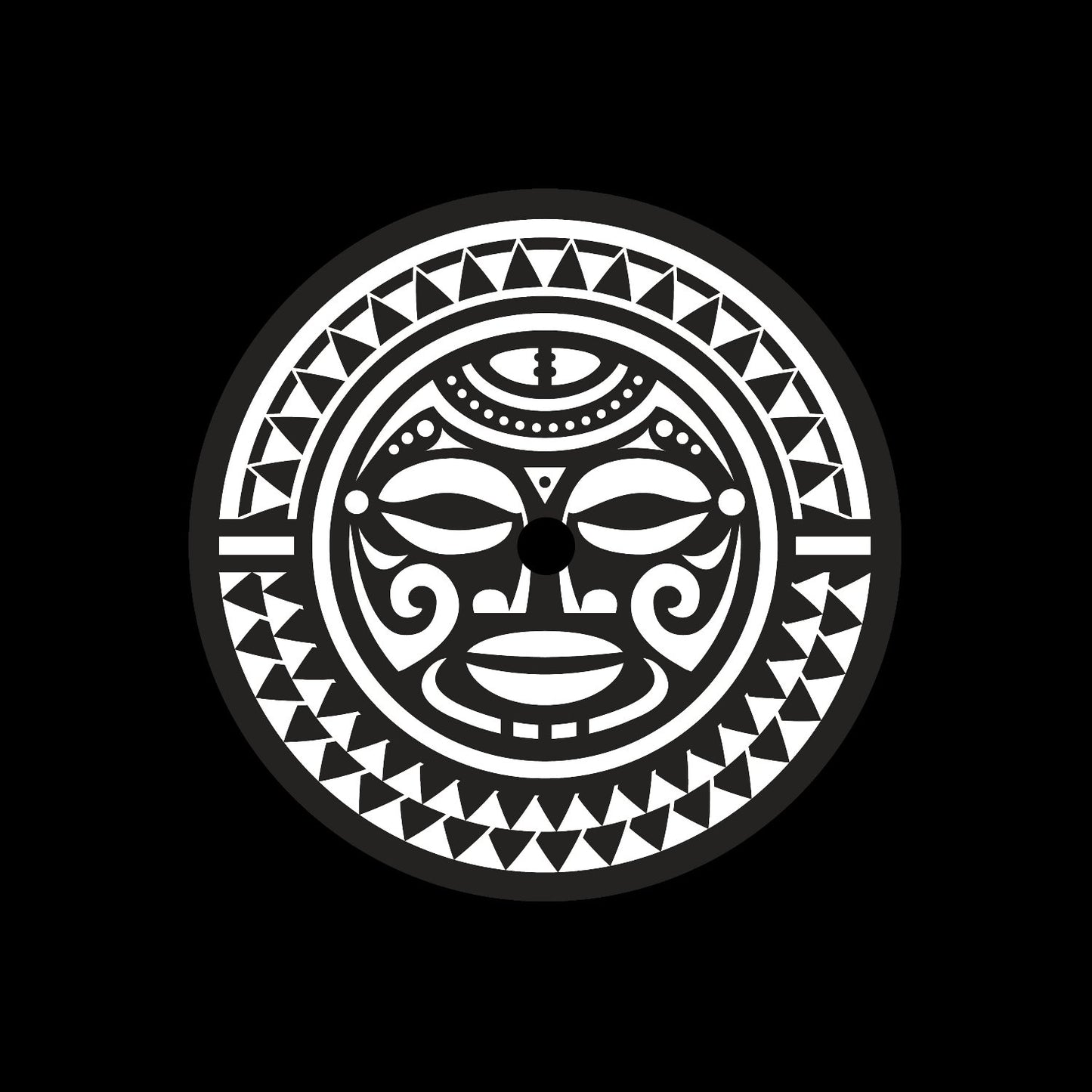 Polynesian Maori Face Mandala Custom Promo Self-Adhesive Record Middles Centre Center Labels for 7" Records & DVS timecode vinyl - centerlabels_uk