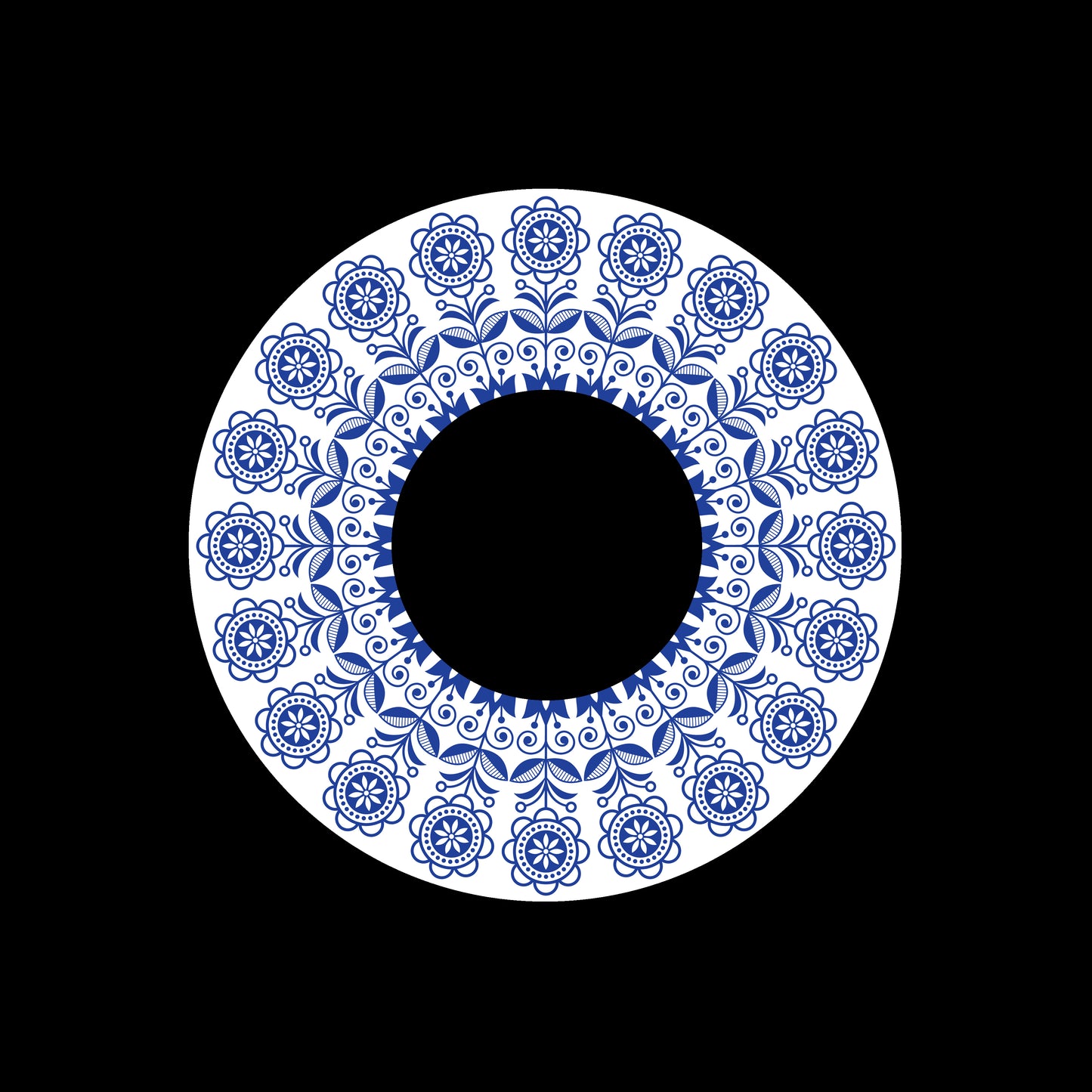 Scandinavian Folk Art Mandala With Flowers 7" Jukebox, 7", 10", 12"/LP Vinyl Record Centre Labels (Pair)