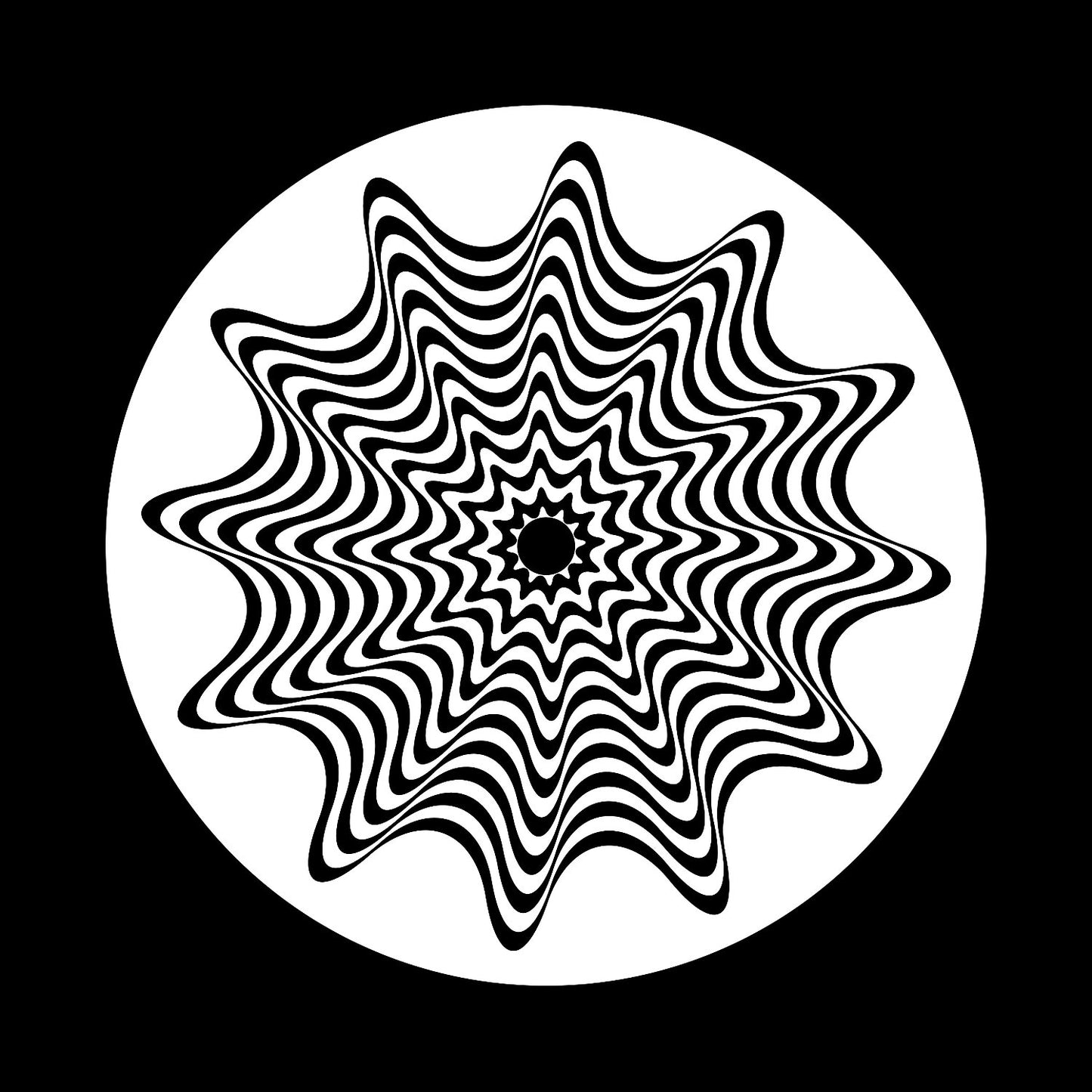 Wavy Lines Op Art Pattern Record Middle Stickers for DJs, portablists and vinyl enthusiasts worldwide - centerlabels_uk