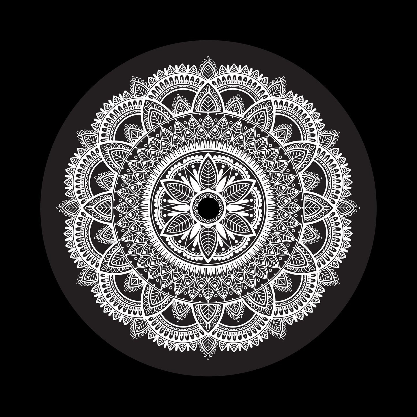White Ethnic Mandala 7" Jukebox, 7", 10", 12"/LP Vinyl Record Centre Labels (Pair)