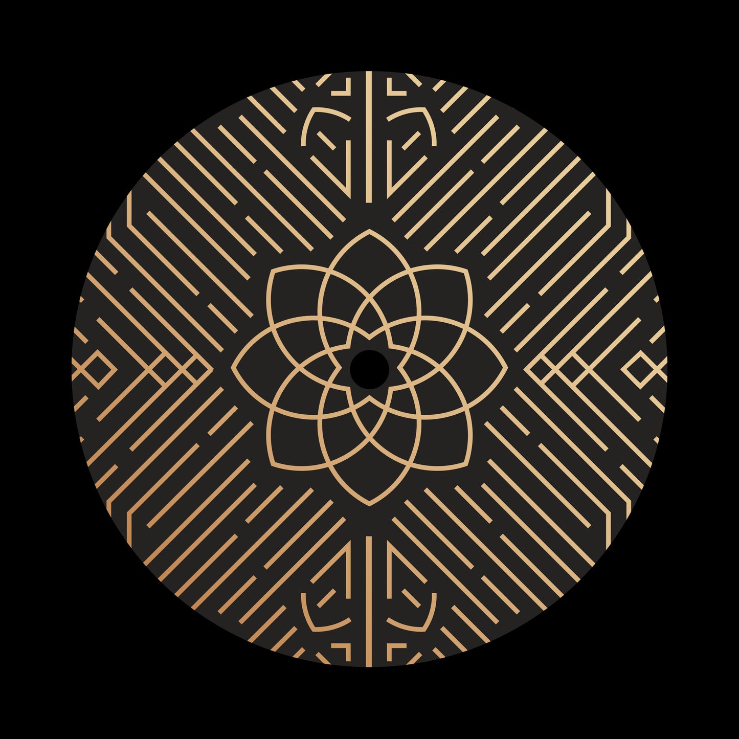 Art Deco Linear Circles [#2 of 6] 7" Jukebox, 7", 10", 12"/LP Vinyl Record Centre Labels (Pair)