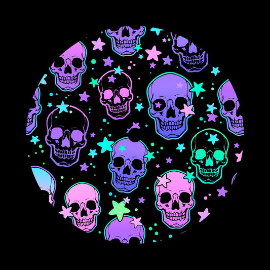 Neon Skulls Stars Vinyl Record DJ Centre Labels