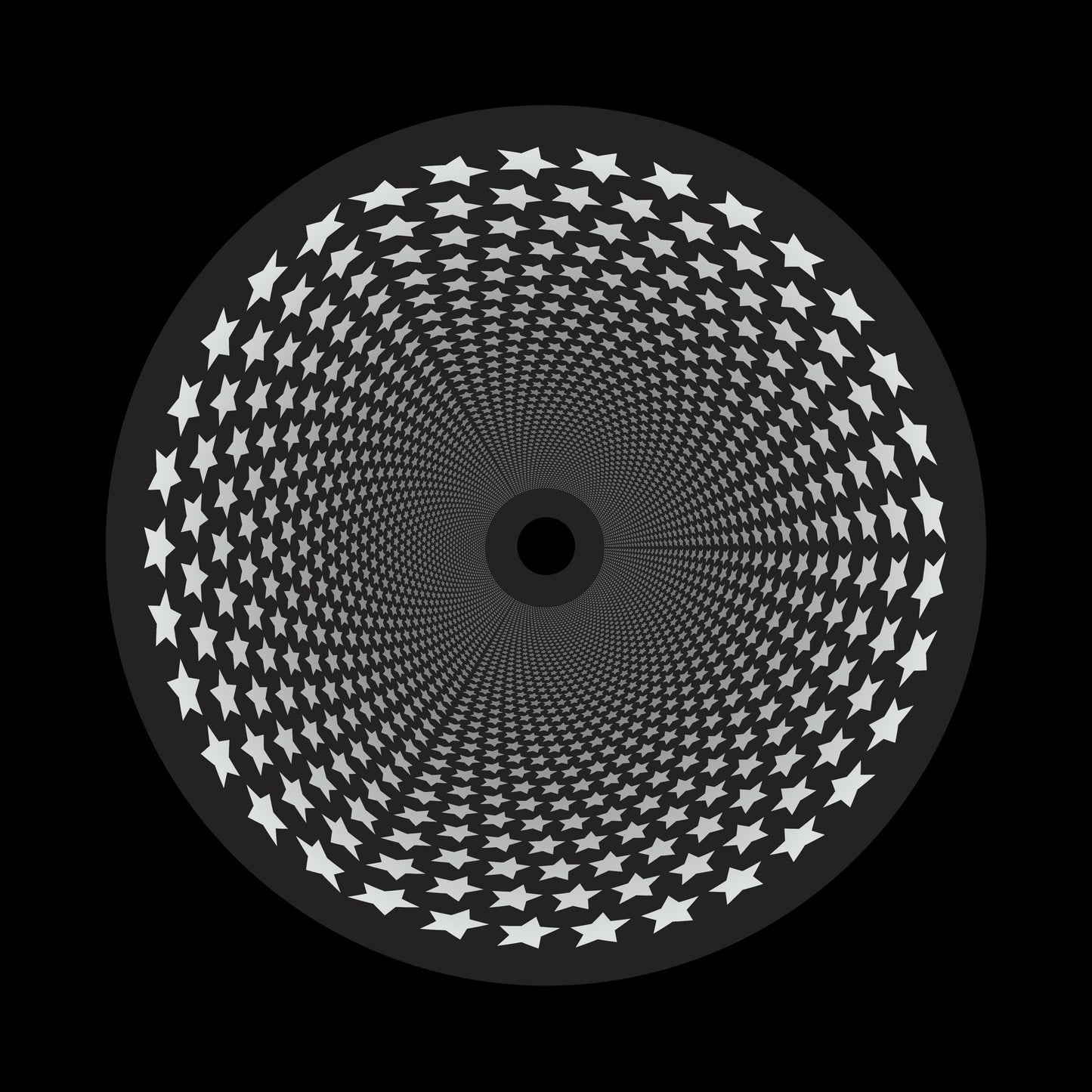 Inverse Circle Stars Vortex White & Black 7" Jukebox, 7", 10", 12"/LP Vinyl Record Centre Labels (Pair)