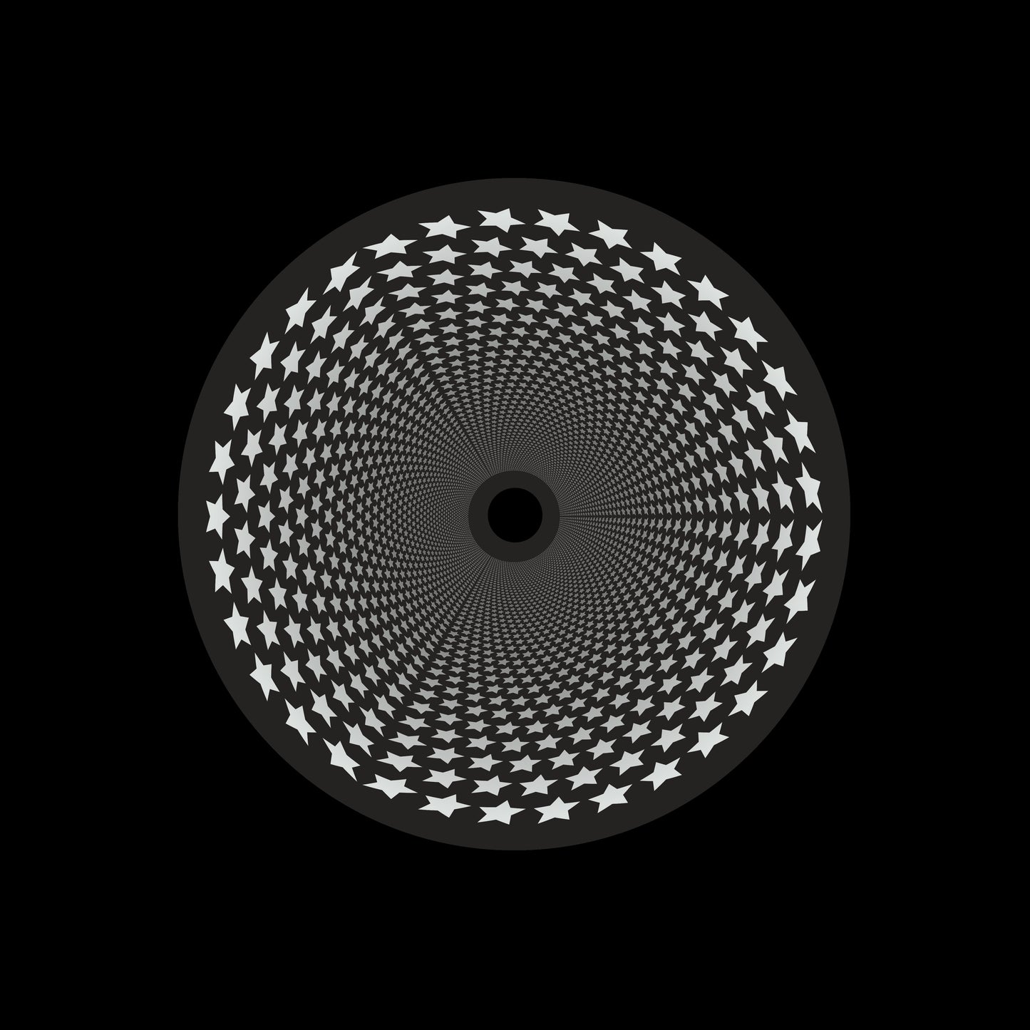 Inverse Circle Stars Vortex White & Black 7" Jukebox, 7", 10", 12"/LP Vinyl Record Centre Labels (Pair)