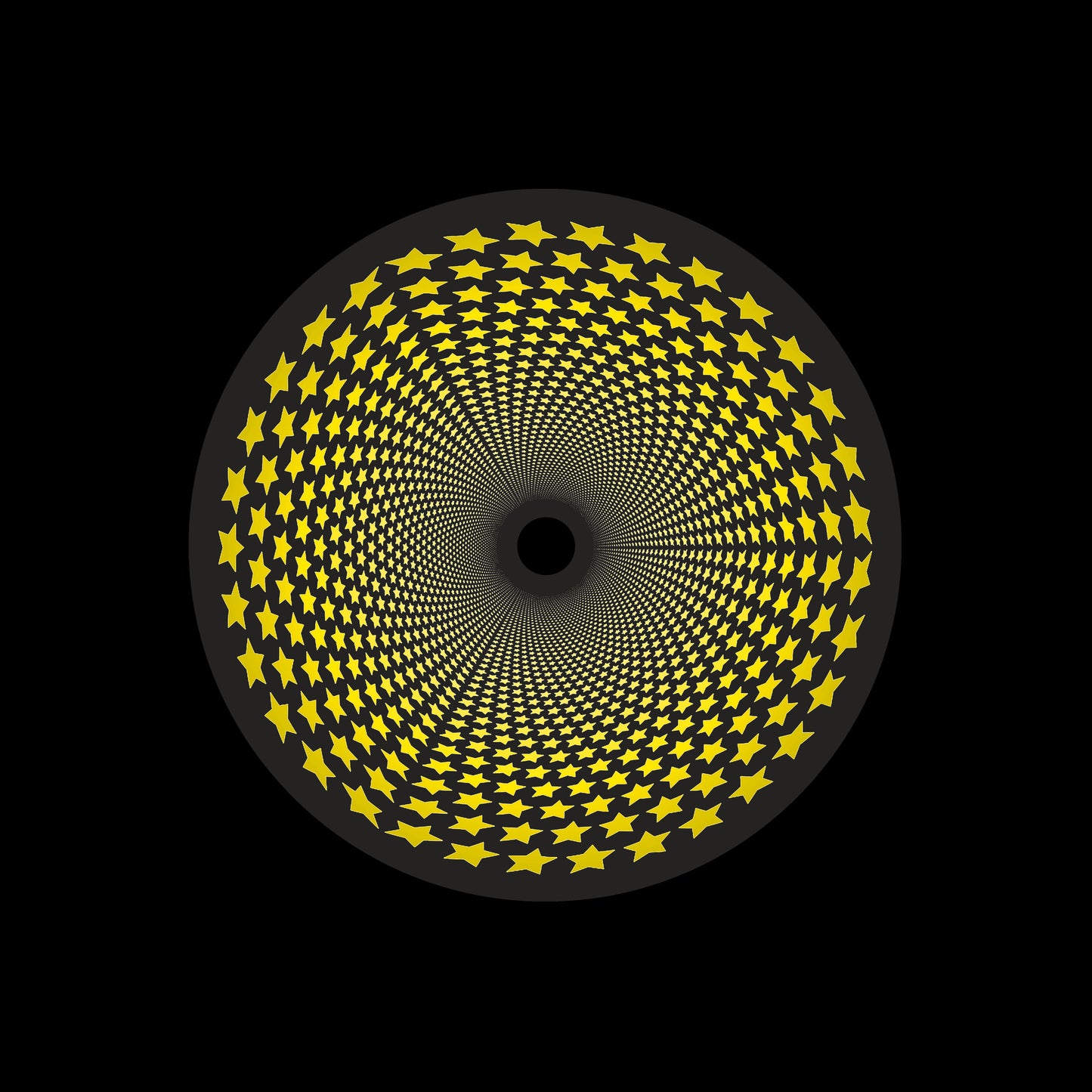 Inverse Circle Stars Vortex Yellow & Black 7" Jukebox, 7", 10", 12"/LP Vinyl Record Centre Labels (Pair)