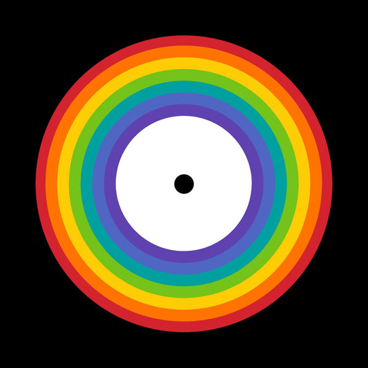 Colourful Circular Rainbow Spectrum Gloss Self-Adhesive Center Labels for 12" Vinyl Records - centerlabels_uk