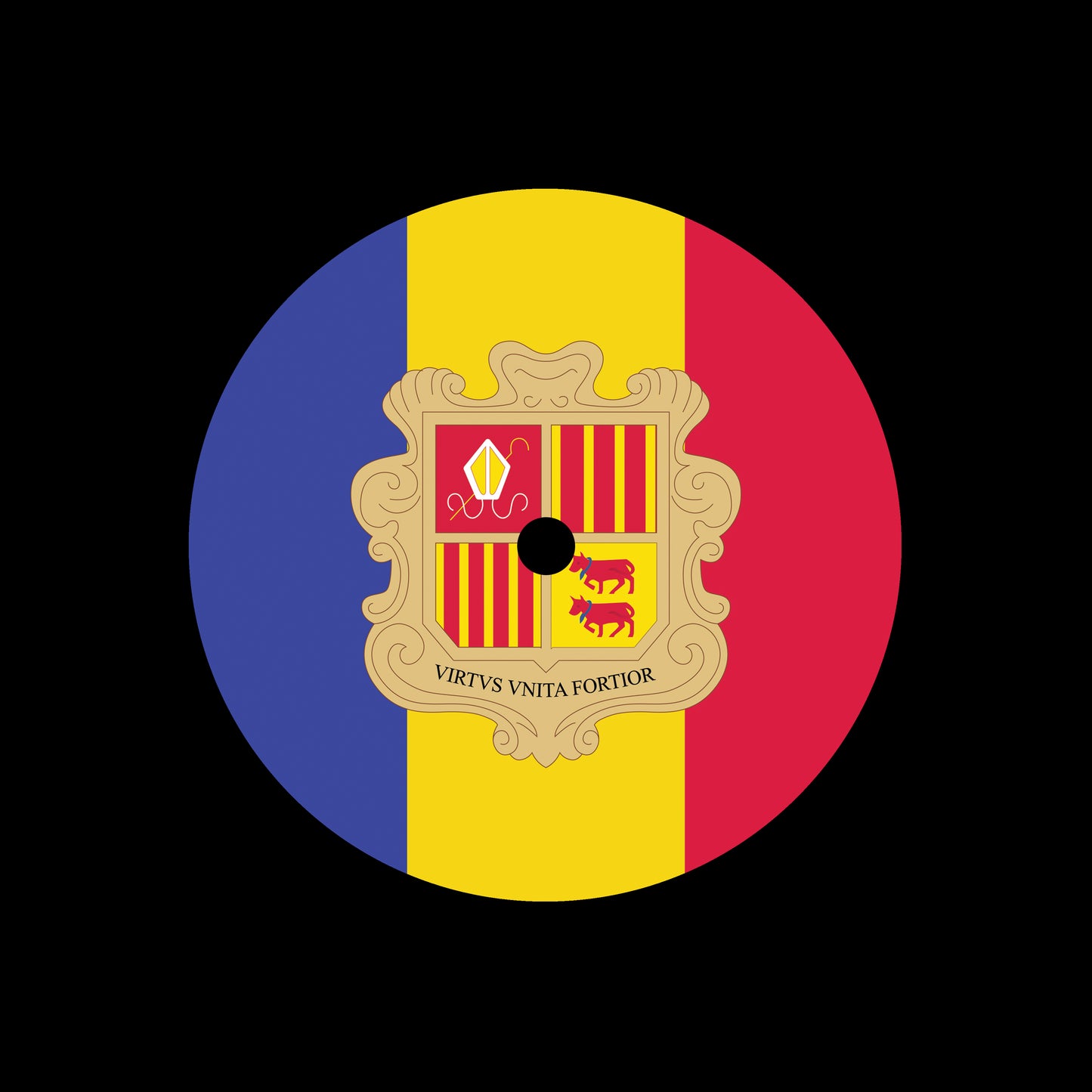 Flags of the World - Andorra Andorran 7", 10", 12"/LP Vinyl Record Centre Labels (Pair)