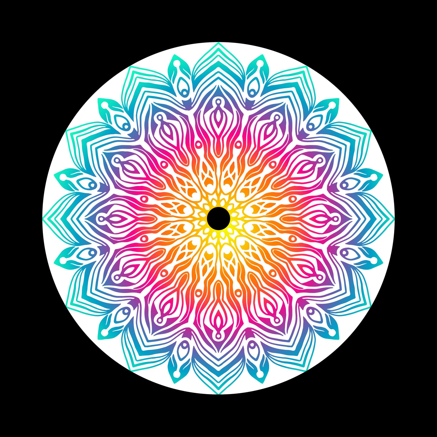 Gradient Mandala 7" Jukebox, 7", 10", 12"/LP Vinyl Record Centre Labels (Pair)