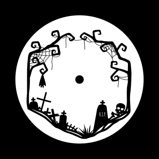 Halloween Grunge Black Frame Horror Cemetery Bat 7" Jukebox, 7", 10", 12"/LP Vinyl Record Centre Labels (Pair)