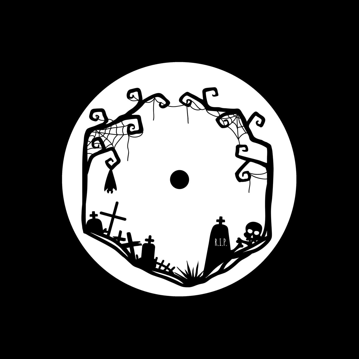 Halloween Grunge Black Frame Horror Cemetery Bat 7" Jukebox, 7", 10", 12"/LP Vinyl Record Centre Labels (Pair)