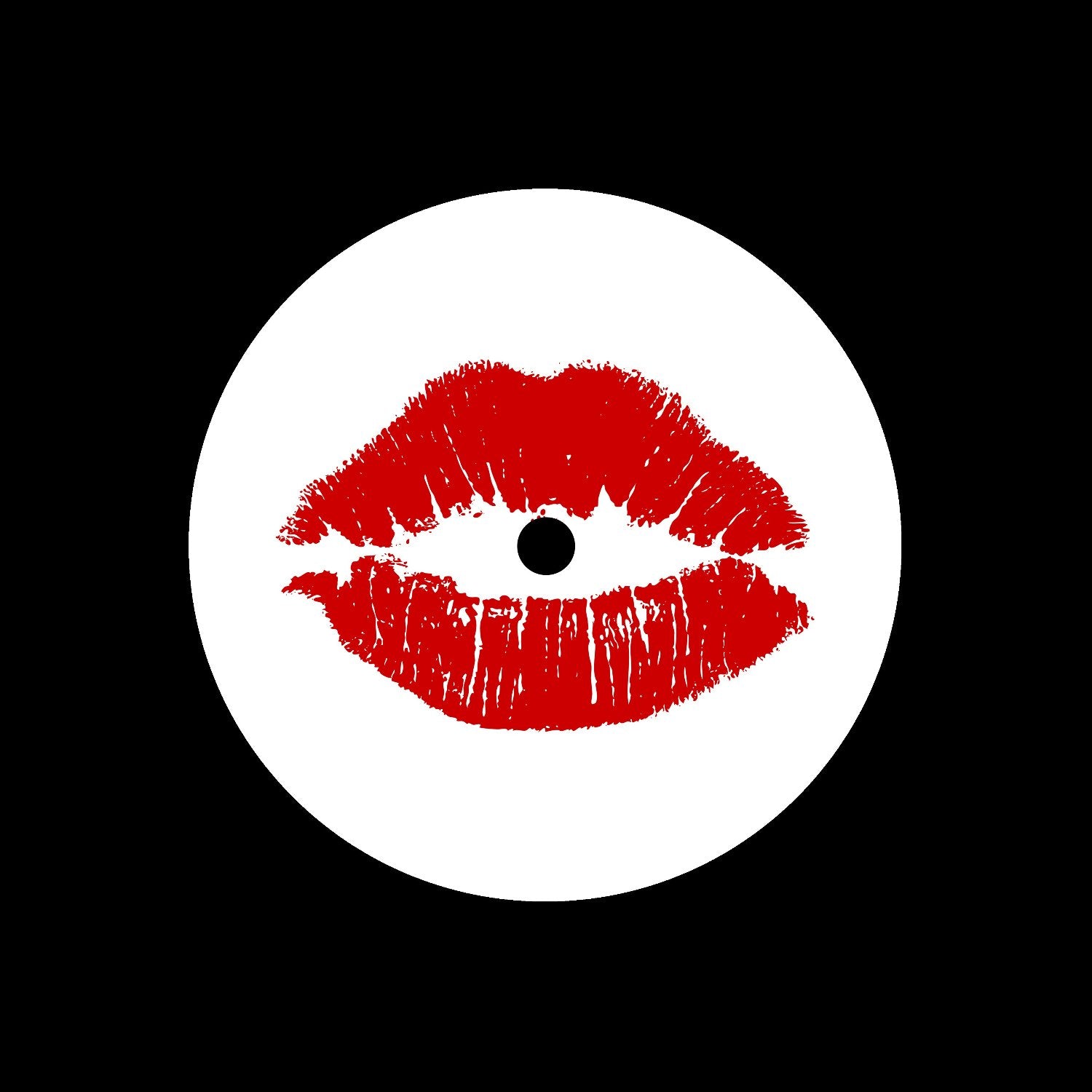 Lipstick Kiss Lips Symbol Gloss Sticky Paper Center Labels for 7" Vinyl Records - centerlabels_uk