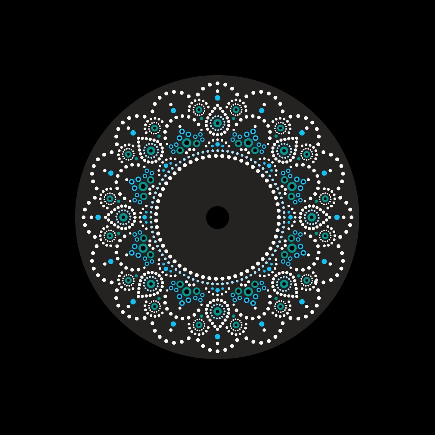 Mandala Aboriginal Dot Painting Tribal Pattern Custom Preprinted Centre Center Labels for 7" Records & Timecode Control Vinyl - centerlabels_uk