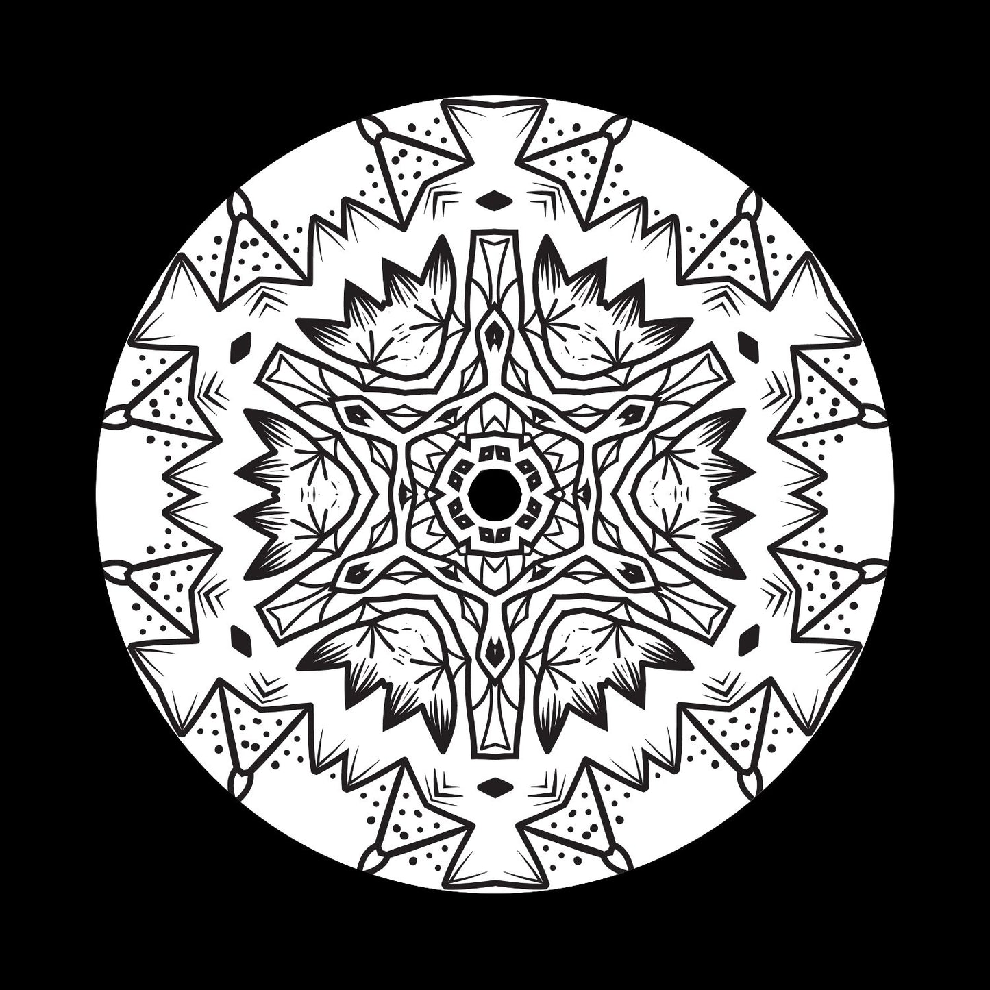 Mandala Ornament Round Geometric Circle #10 of 24 Self-Adhesive Paper Labels for 10" & 12" Records & DVS Timecode Vinyl - centerlabels_uk