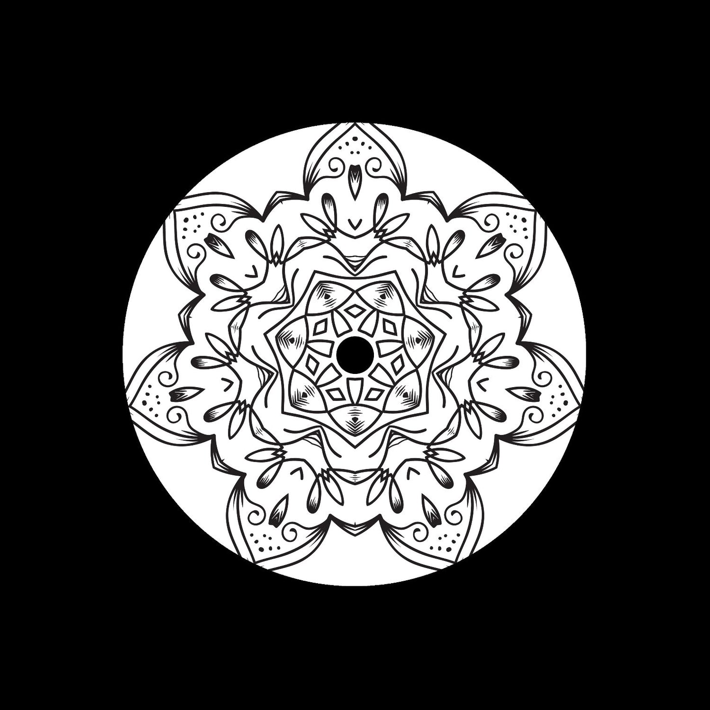 Mandala Ornament Round Geometric Circle #11 of 24 Self-Adhesive Paper Labels for 7" Records & DVS Timecode Vinyl - centerlabels_uk