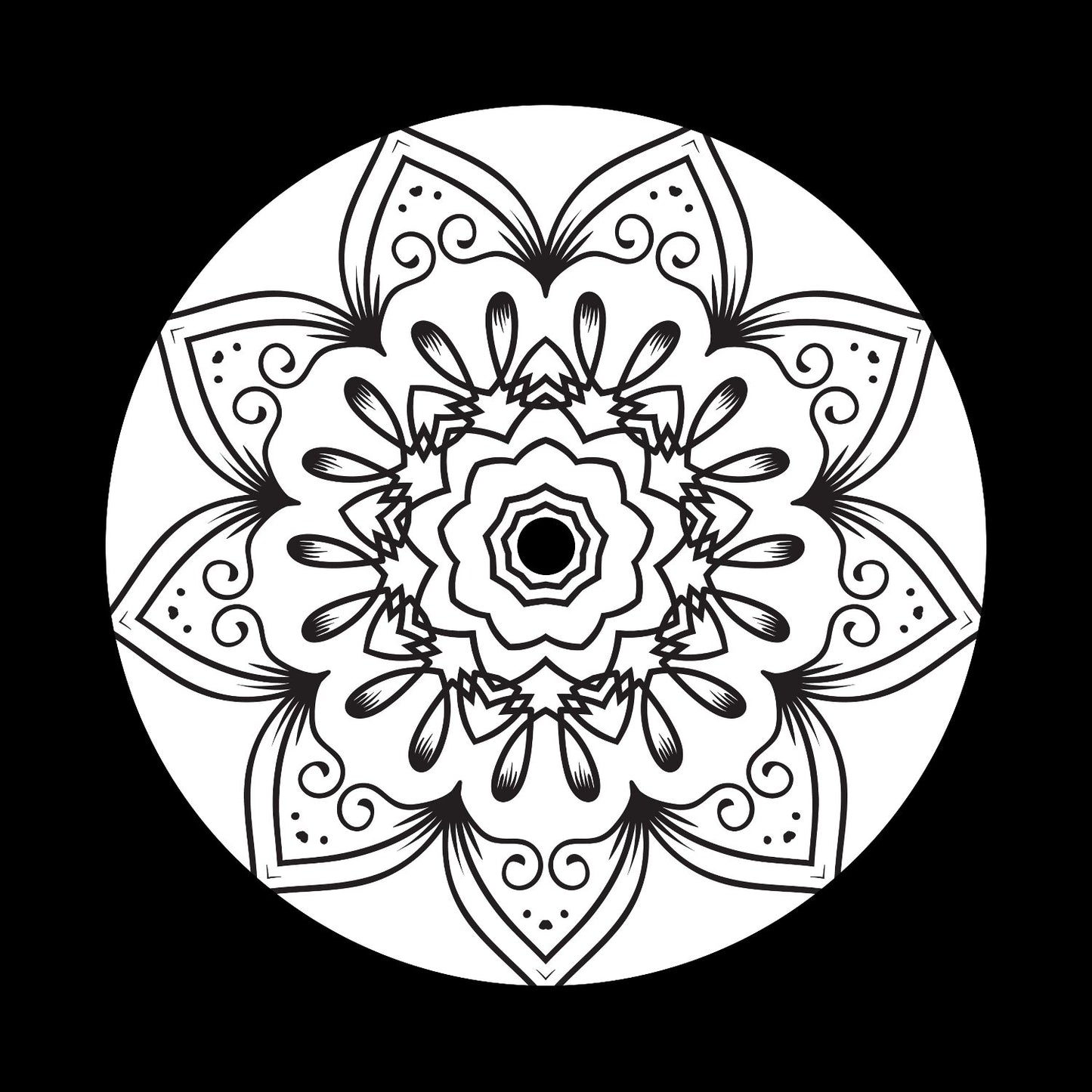Mandala Ornament Round Geometric Circle #12 of 24 Self-Adhesive Paper Labels for 10" & 12" Records & DVS Timecode Vinyl - centerlabels_uk