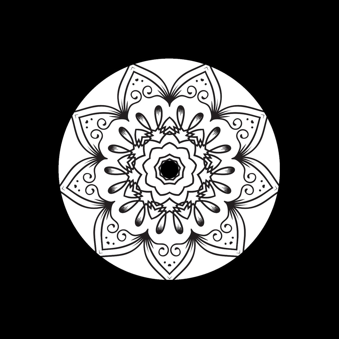 Mandala Ornament Round Geometric Circle #12 of 24 Self-Adhesive Paper Labels for 7" Records & DVS Timecode Vinyl - centerlabels_uk