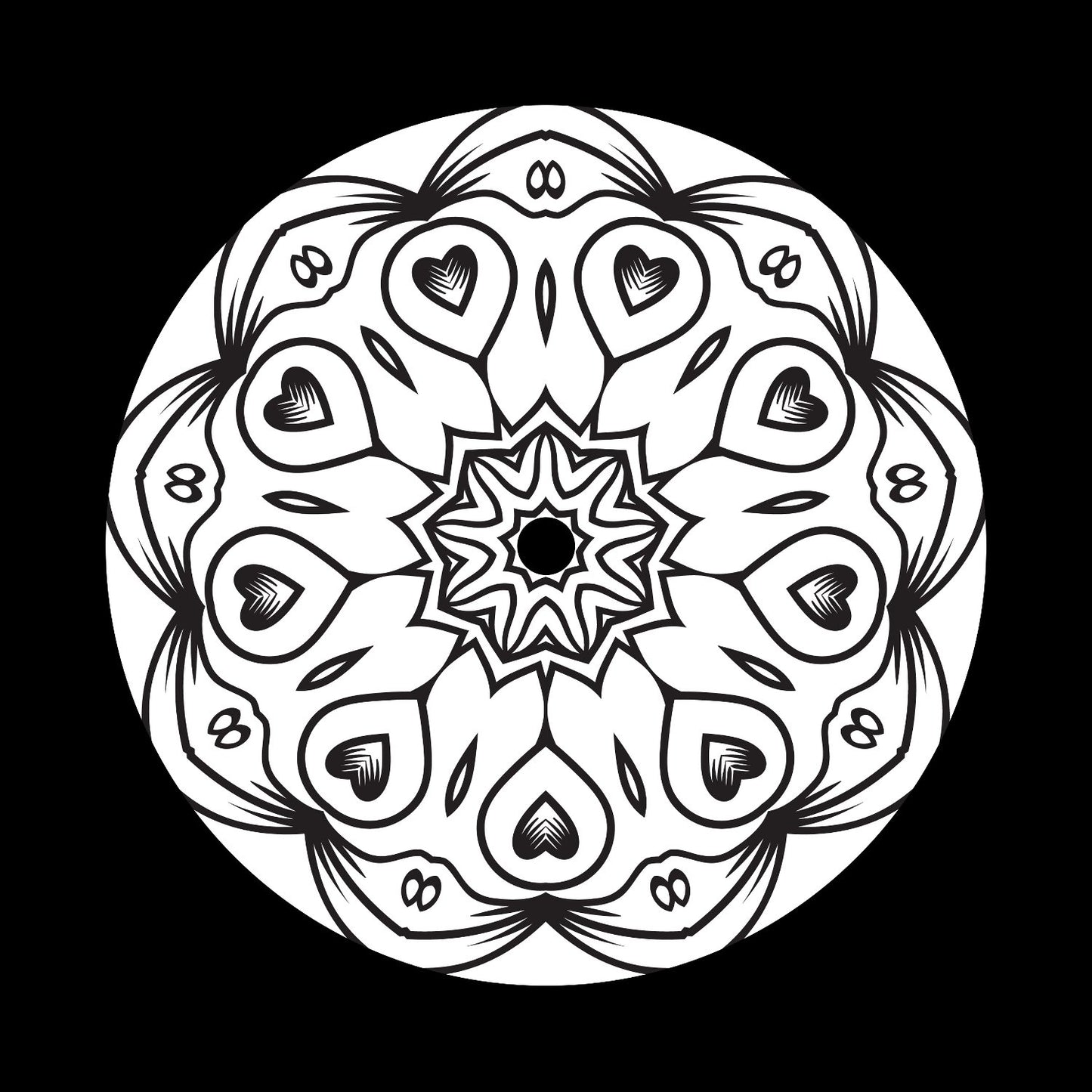 Mandala Ornament Round Geometric Circle #14 of 24 Self-Adhesive Paper Labels for 10" & 12" Records & DVS Timecode Vinyl - centerlabels_uk