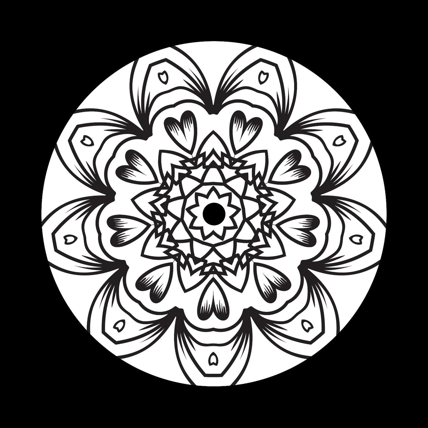 Mandala Ornament Round Geometric Circle #15 of 24 Self-Adhesive Paper Labels for 10" & 12" Records & DVS Timecode Vinyl - centerlabels_uk