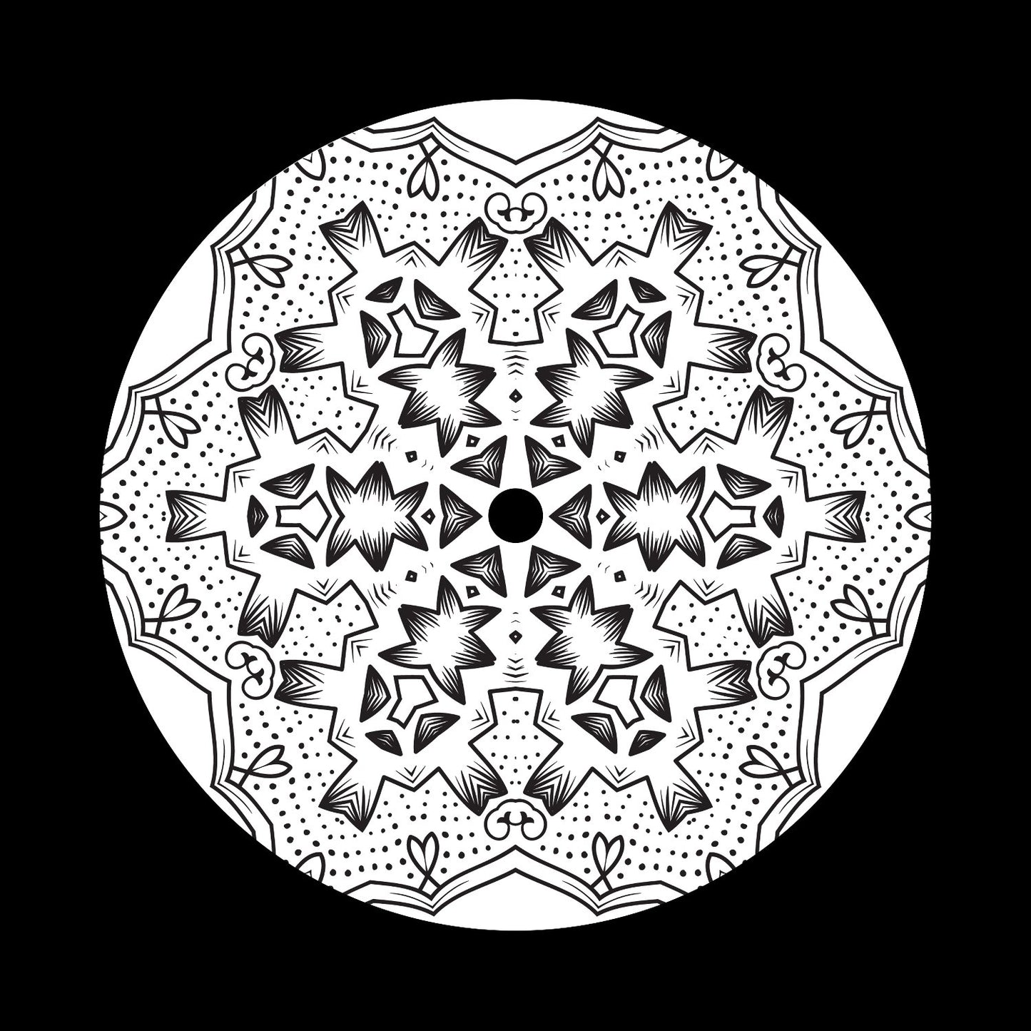 Mandala Ornament Round Geometric Circle #17 of 24 Self-Adhesive Paper Labels for 10" & 12" Records & DVS Timecode Vinyl - centerlabels_uk
