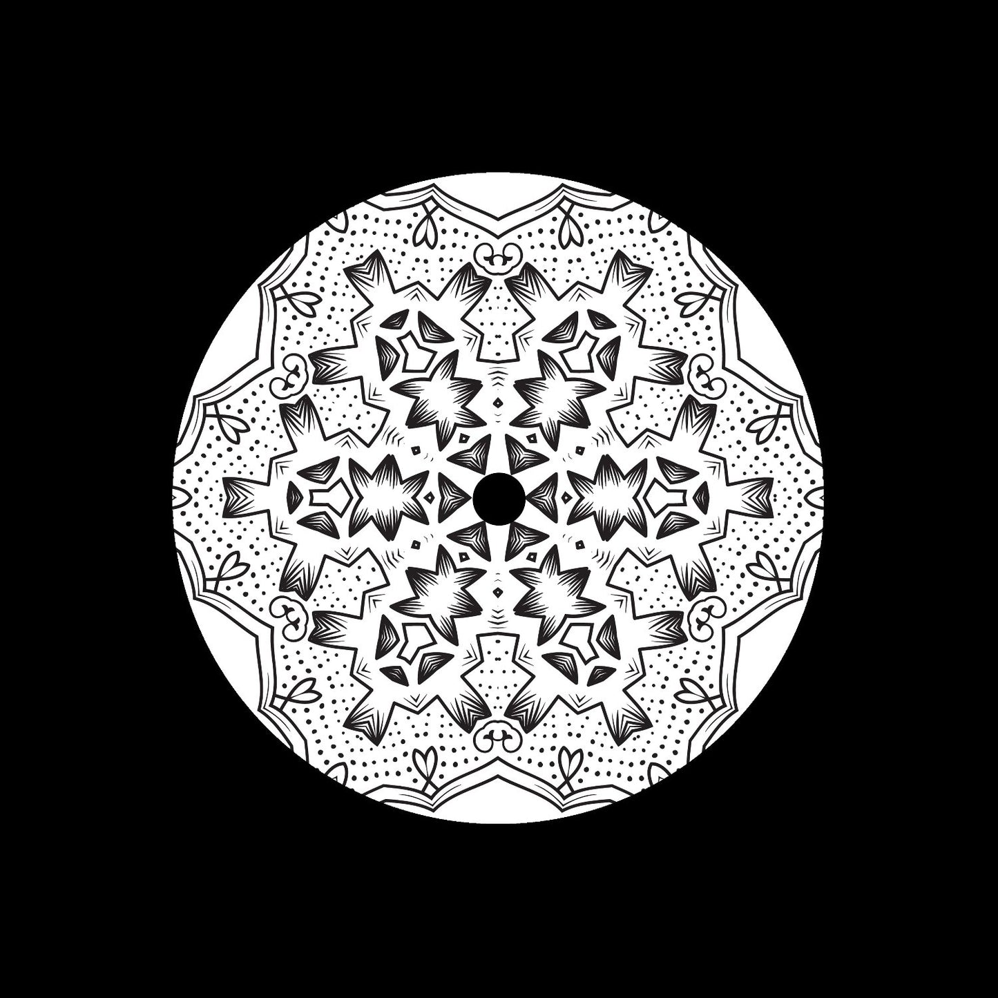 Mandala Ornament Round Geometric Circle #17 of 24 Self-Adhesive Paper Labels for 7" Records & DVS Timecode Vinyl - centerlabels_uk