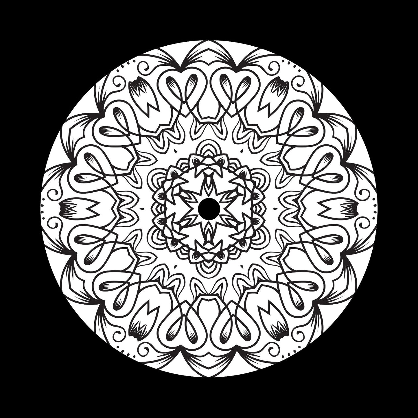 Mandala Ornament Round Geometric Circle #18 of 24 Self-Adhesive Paper Labels for 10" & 12" Records & DVS Timecode Vinyl - centerlabels_uk