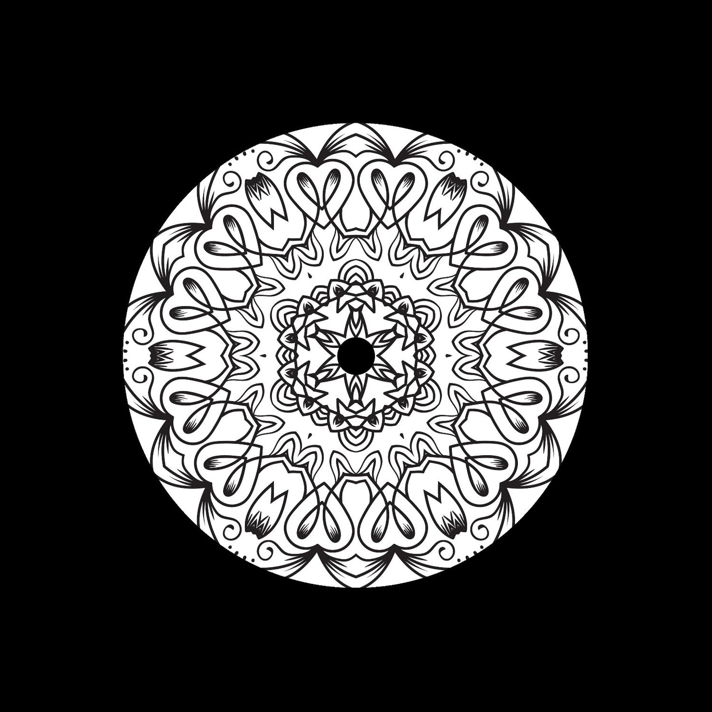 Mandala Ornament Round Geometric Circle #18 of 24 Self-Adhesive Paper Labels for 7" Records & DVS Timecode Vinyl - centerlabels_uk