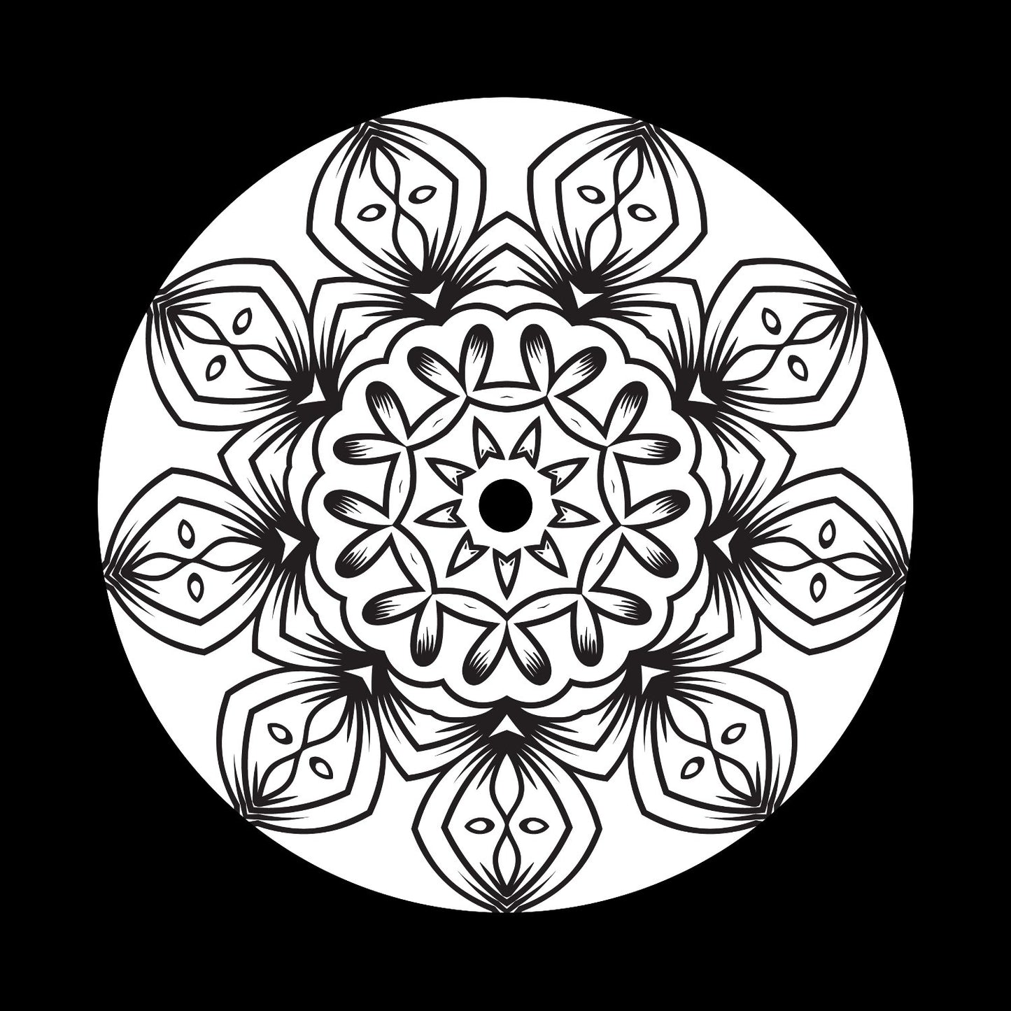 Mandala Ornament Round Geometric Circle #19 of 24 Self-Adhesive Paper Labels for 10" & 12" Records & DVS Timecode Vinyl - centerlabels_uk