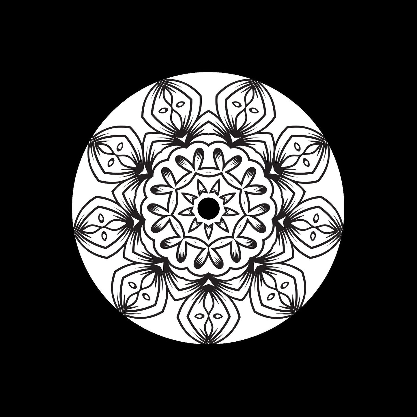 Mandala Ornament Round Geometric Circle #19 of 24 Self-Adhesive Paper Labels for 7" Records & DVS Timecode Vinyl - centerlabels_uk