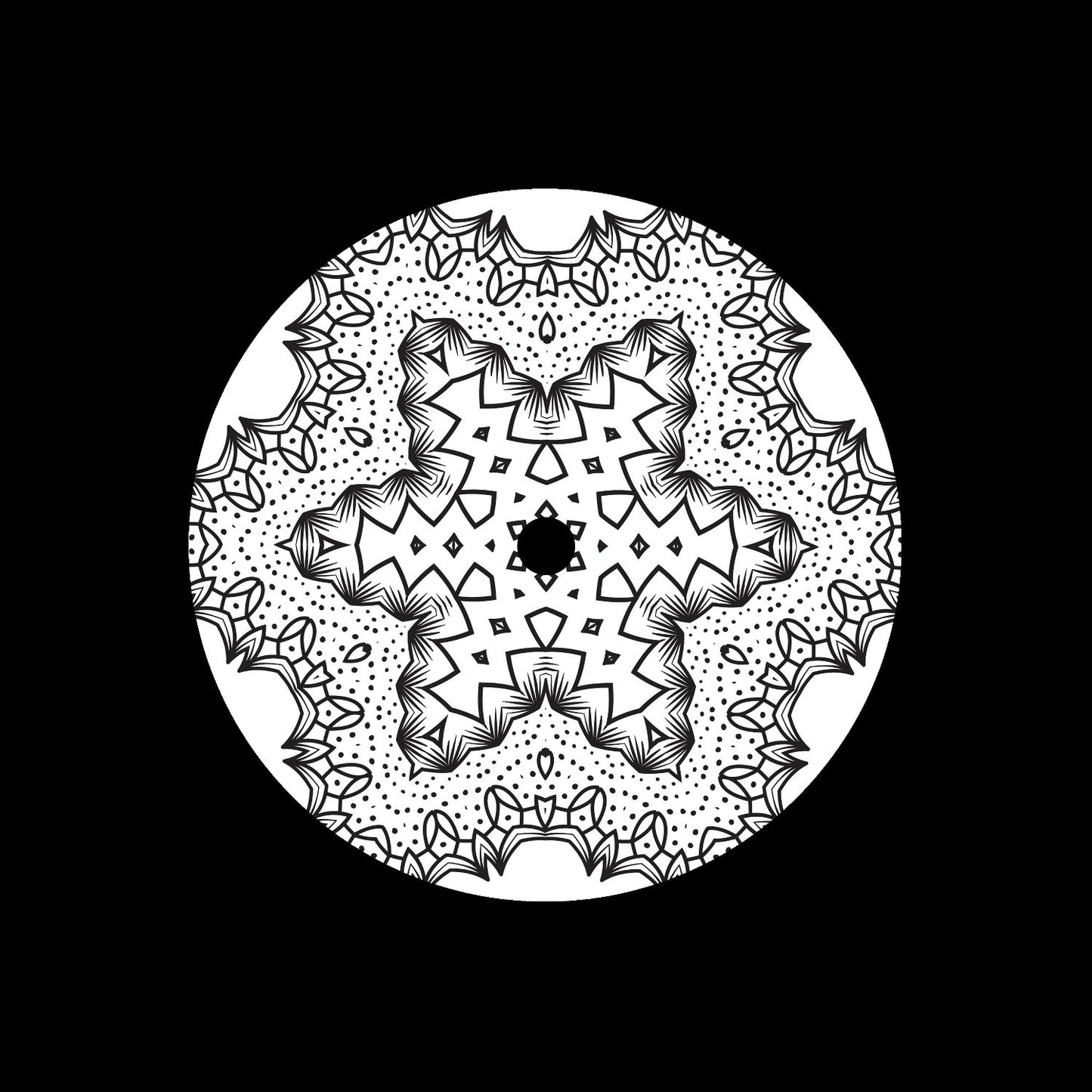 Mandala Ornament Round Geometric Circle #1 of 24 Self-Adhesive Paper Labels for 7" Records & DVS Timecode Vinyl - centerlabels_uk