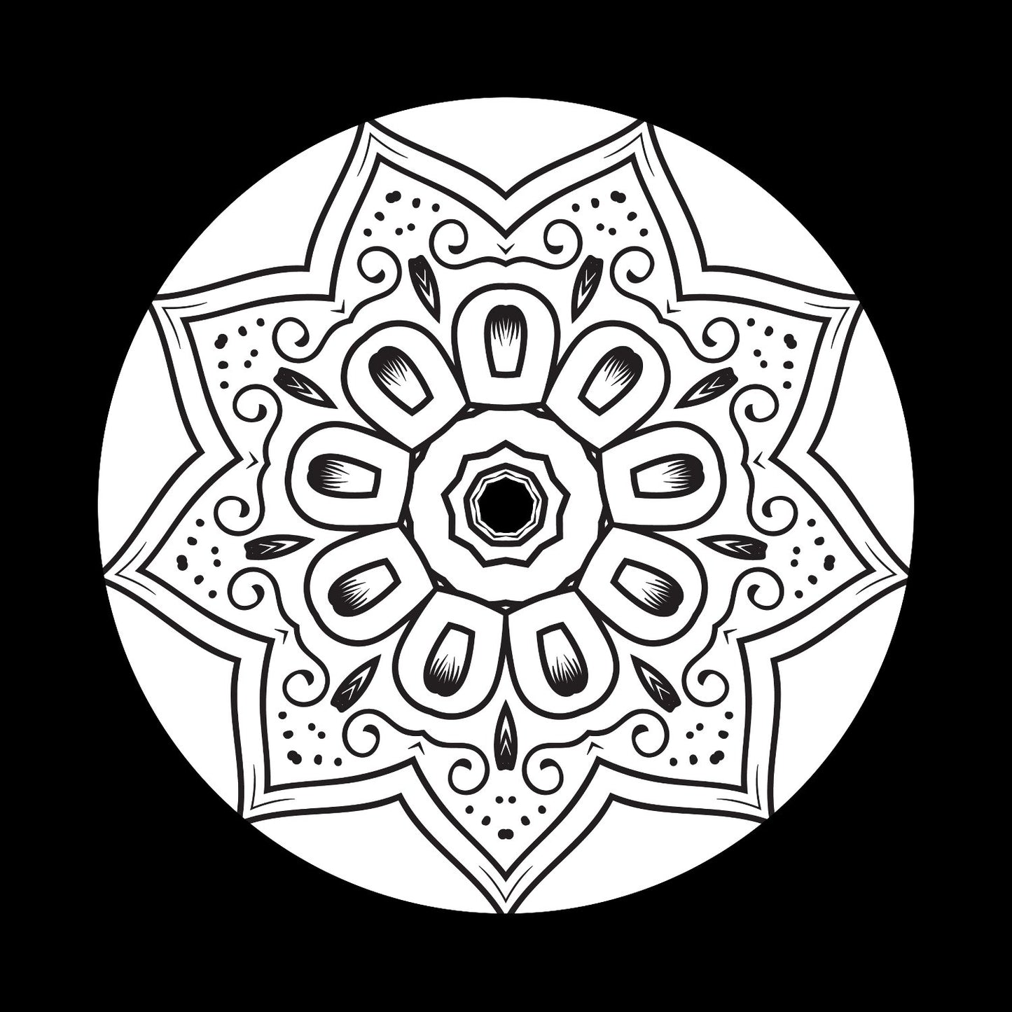 Mandala Ornament Round Geometric Circle #20 of 24 Self-Adhesive Paper Labels for 10" & 12" Records & DVS Timecode Vinyl - centerlabels_uk