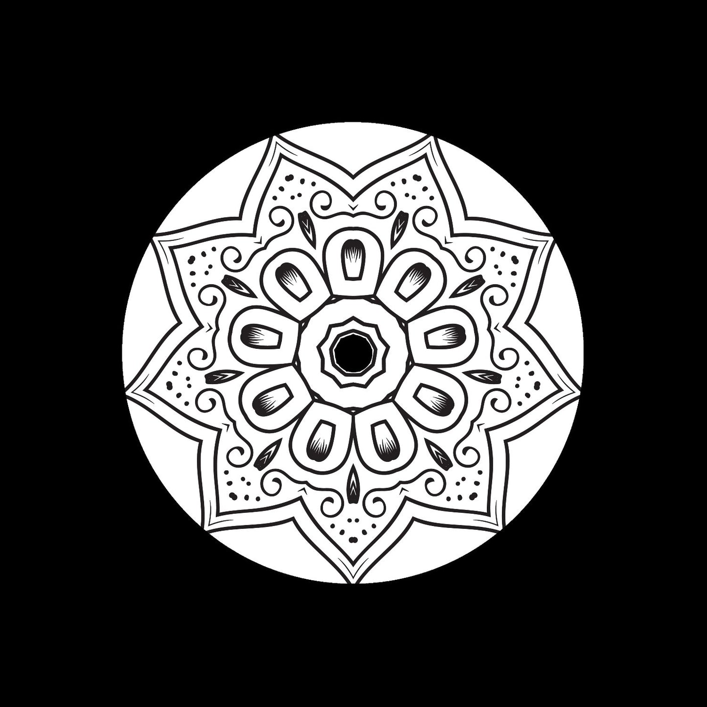 Mandala Ornament Round Geometric Circle #20 of 24 Self-Adhesive Paper Labels for 7" Records & DVS Timecode Vinyl - centerlabels_uk