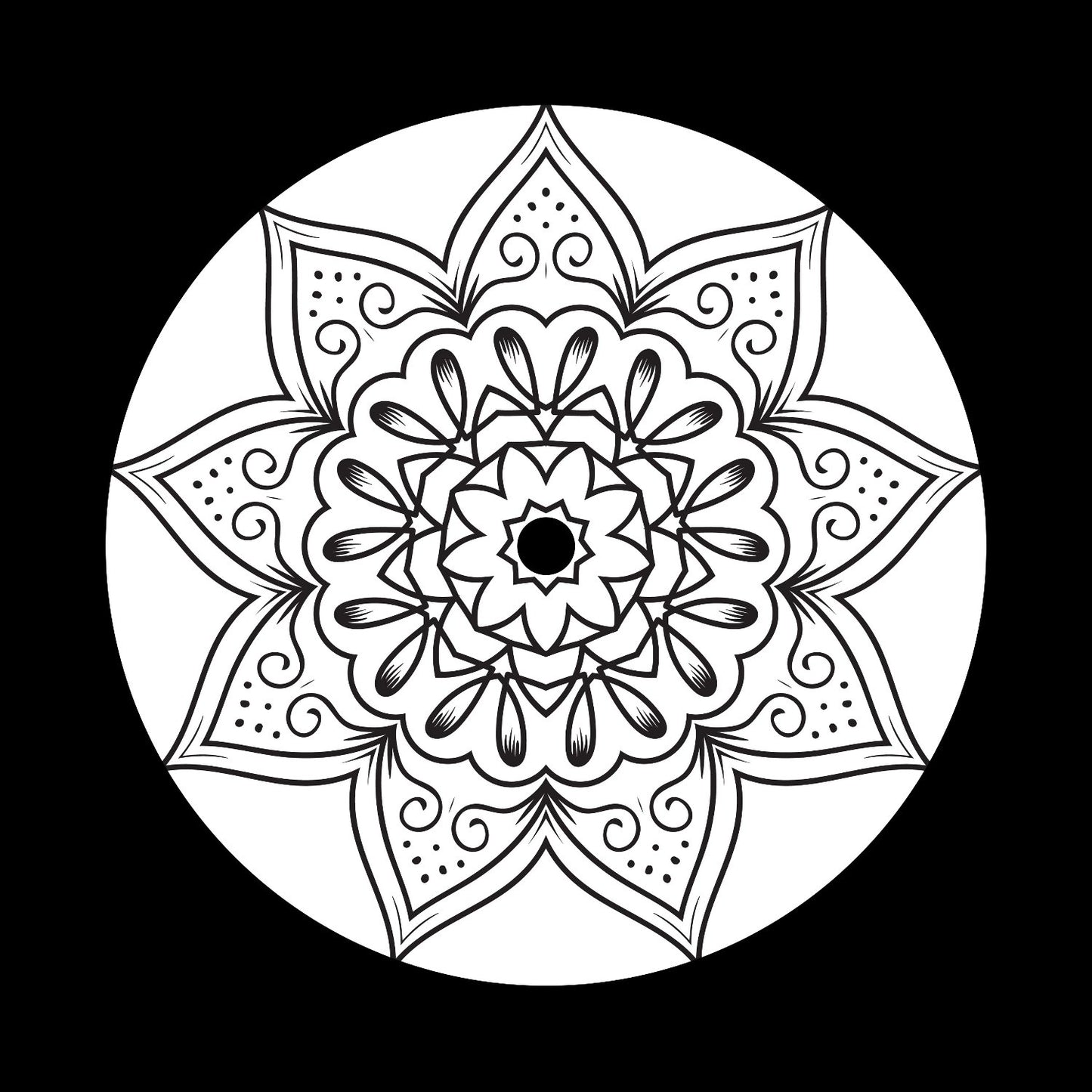 Mandala Ornament Round Geometric Circle #22 of 24 Self-Adhesive Paper Labels for 10" & 12" Records & DVS Timecode Vinyl - centerlabels_uk