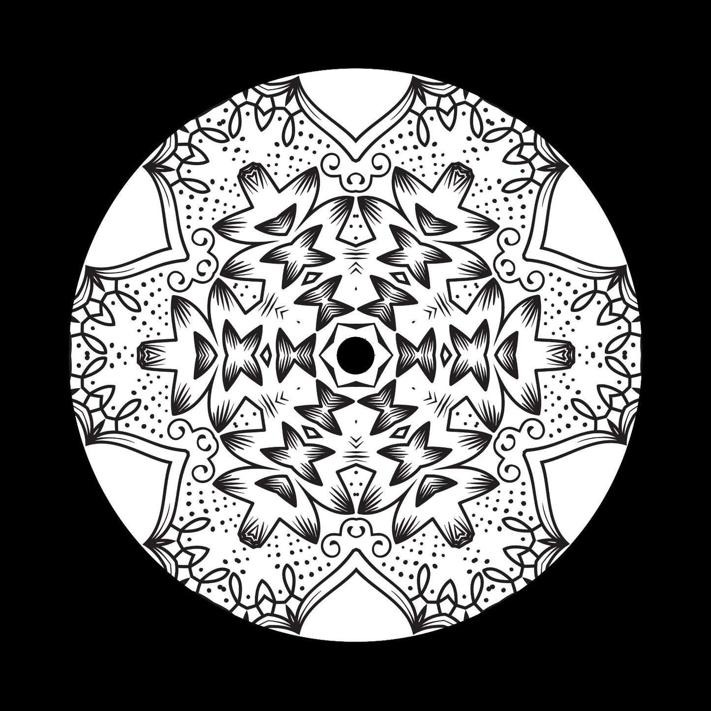 Mandala Ornament Round Geometric Circle #23 of 24 Self-Adhesive Paper Labels for 10" & 12" Records & DVS Timecode Vinyl - centerlabels_uk