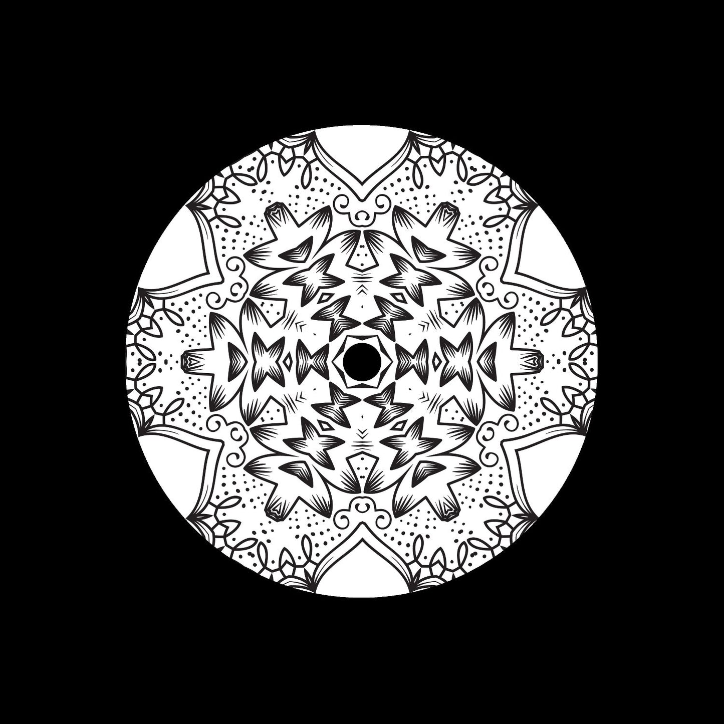 Mandala Ornament Round Geometric Circle #23 of 24 Self-Adhesive Paper Labels for 7" Records & DVS Timecode Vinyl - centerlabels_uk