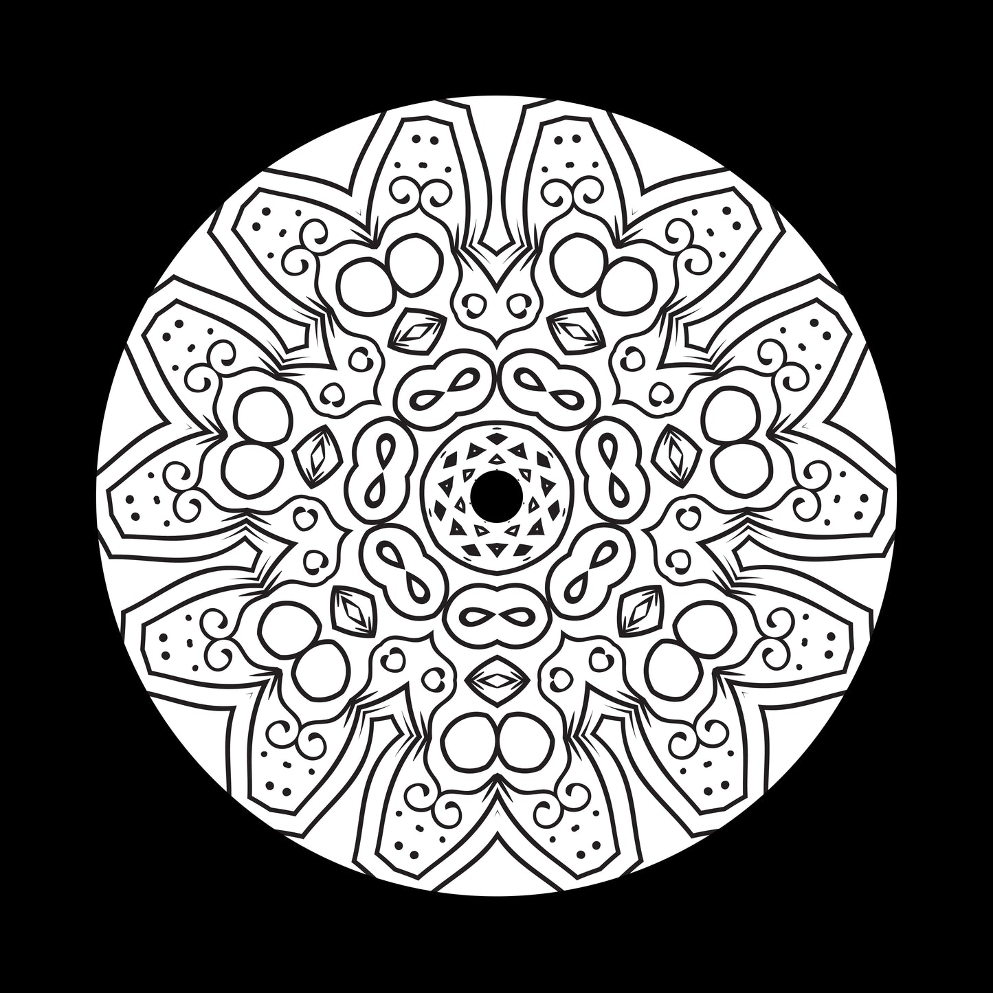 Mandala Ornament Round Geometric Circle [#24 of 24] 7" Jukebox, 7", 10", 12"/LP Vinyl Record Centre Labels (Pair)