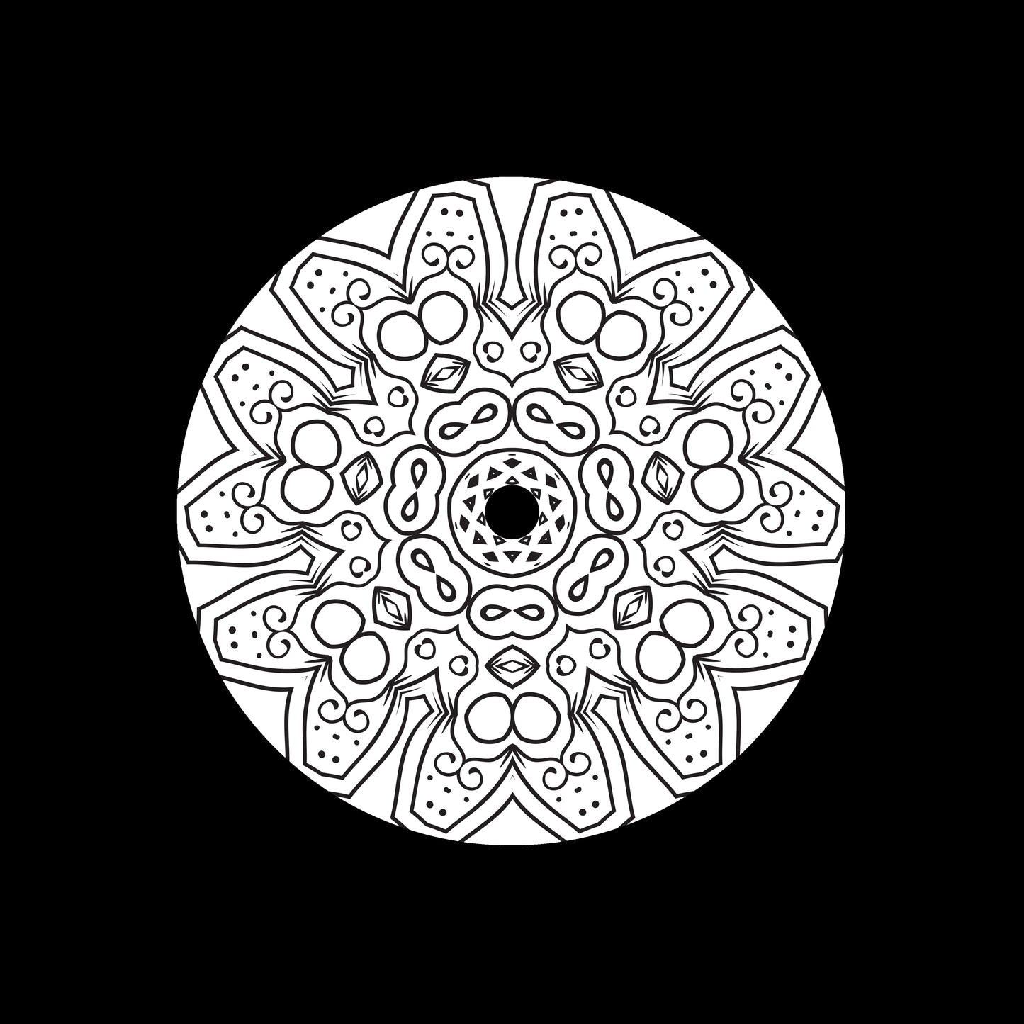Mandala Ornament Round Geometric Circle [#24 of 24] 7" Jukebox, 7", 10", 12"/LP Vinyl Record Centre Labels (Pair)