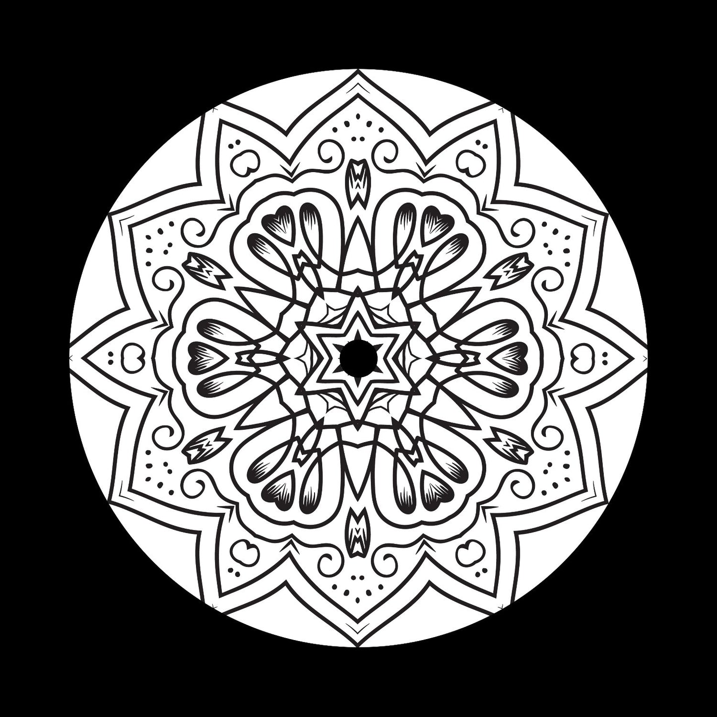 Mandala Ornament Round Geometric Circle #2 of 24 Self-Adhesive Paper Labels for 10" & 12" Records & DVS Timecode Vinyl - centerlabels_uk